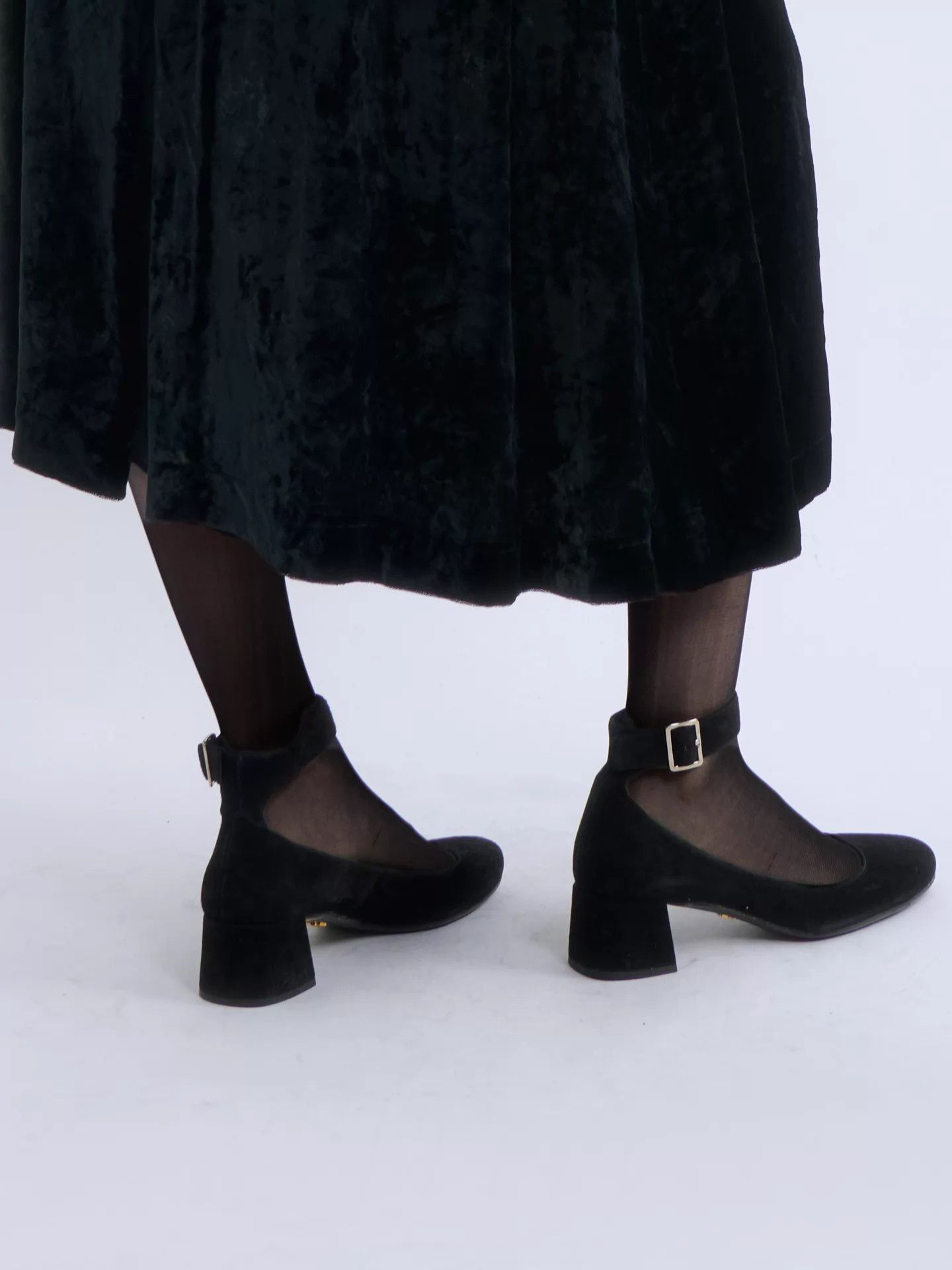 Prada PRADA 90s Archive Black Suede Ankle Strap 5cm Heel 36.5 Size US 6 / IT 36 - 3 Thumbnail
