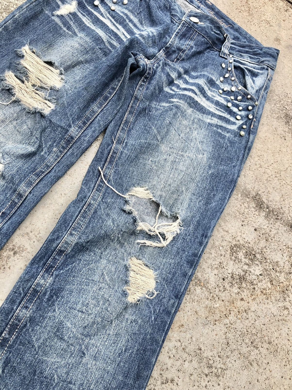 Japanese Brand × Seditionaries STUDDED DISTRESSED DENIM BY VINTAGE STANDARD JEANS Size 31" - 7 Thumbnail