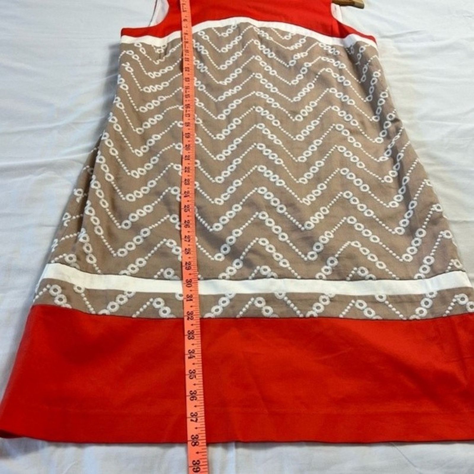 Anne Klein Anne Klein Women's Shift Dress 12 Orange Tan Sleeveless Size XL / US 12-14 / IT 48-50 - 4 Thumbnail