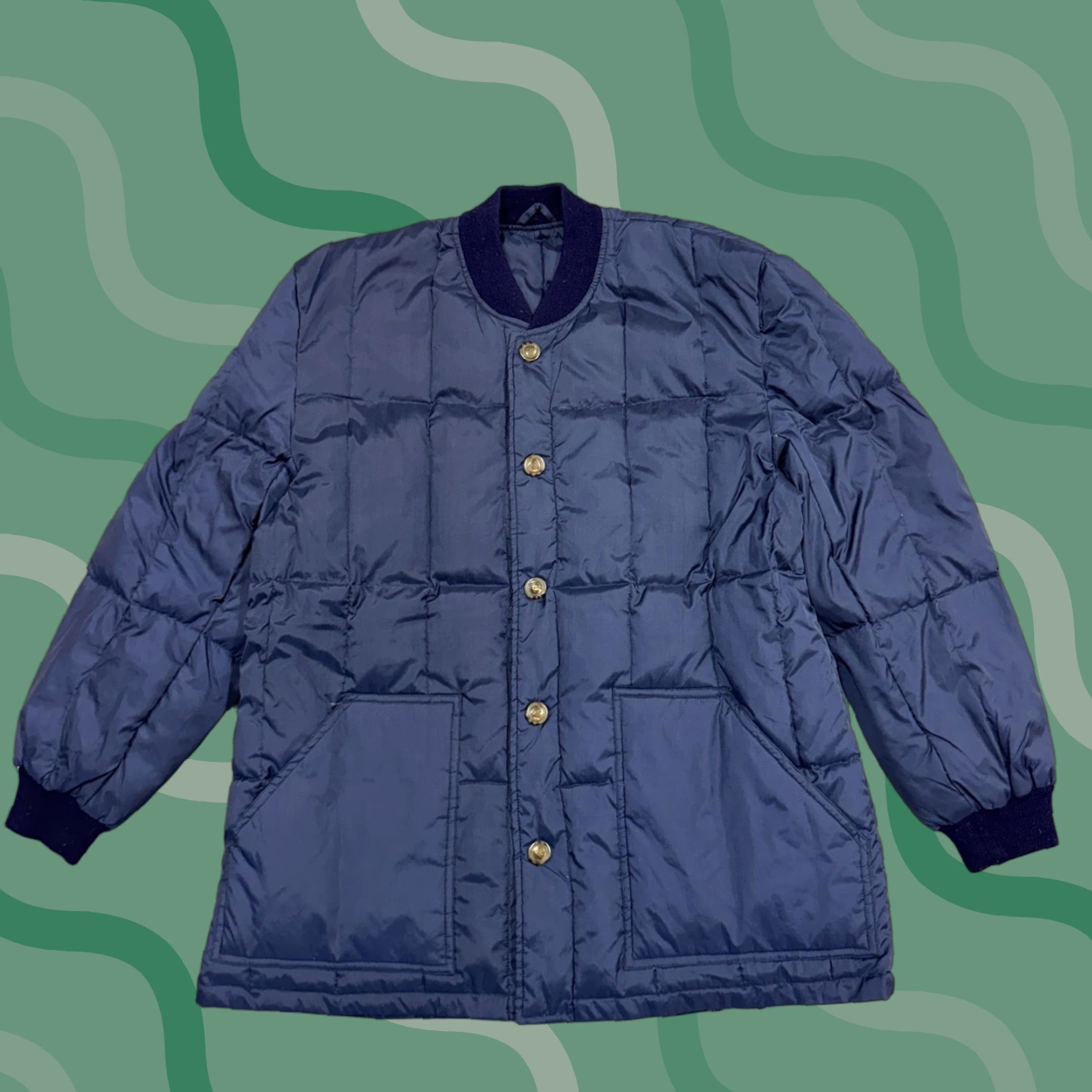 Vintage VINTAGE Puffer Jacket Mens Large Navy Blue Quilted Button Front Warm Coat 80s Size US L / EU 52-54 / 3 - 1 Thumbnail