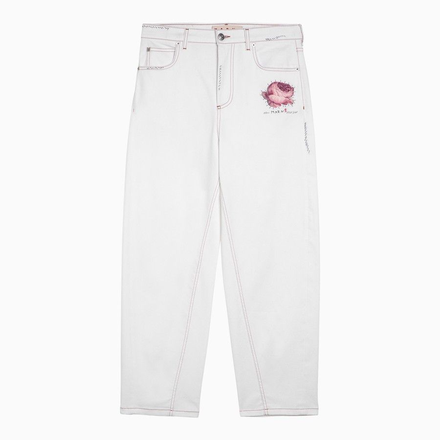 Marni o1d2blof0824 Logo Jeans in White Size 28" / US 6 / IT 42 - 1 Thumbnail
