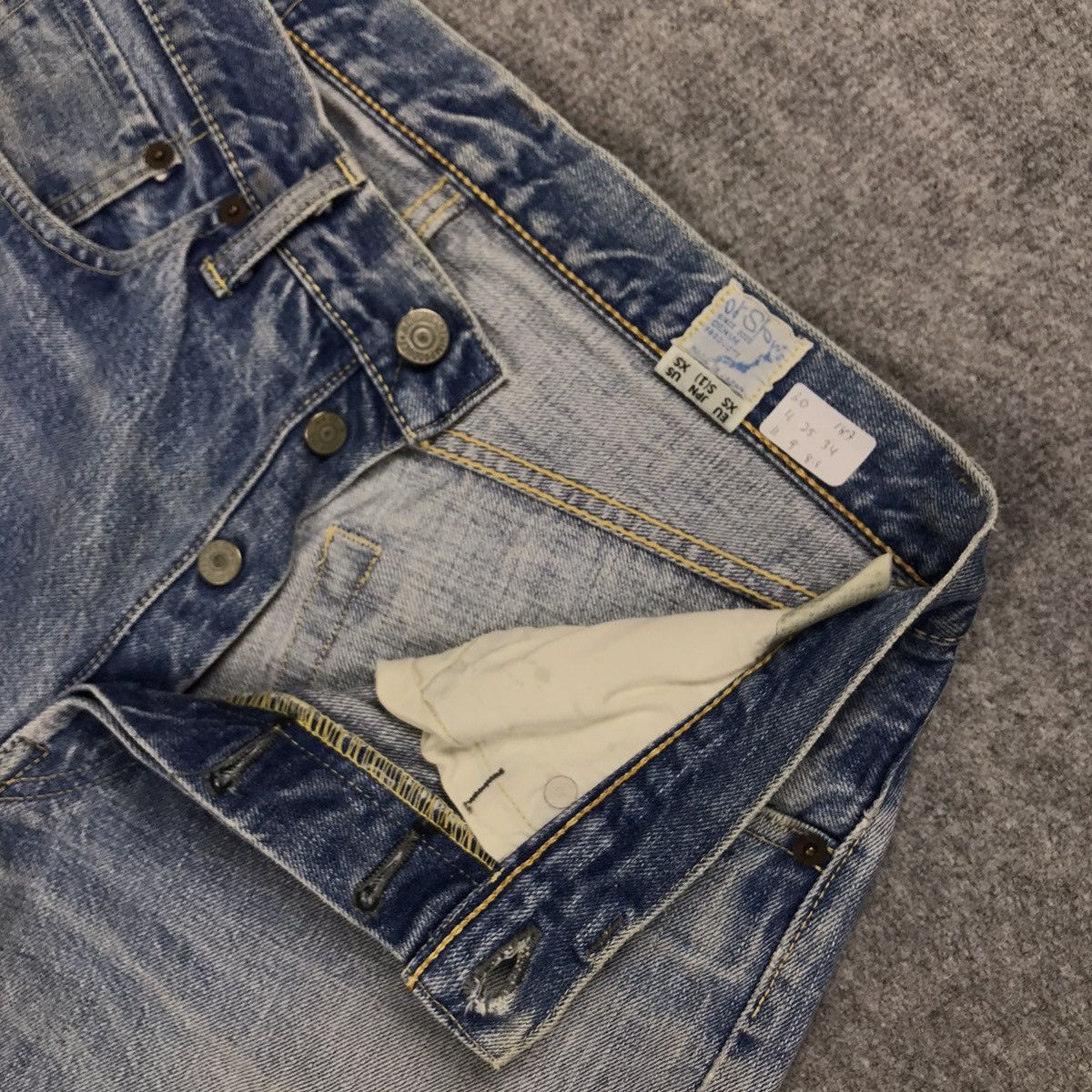 Orslow ORSLOW 2005 DISTRESSED SELVAGE DENIM LIGHT DENIM PANTS Size US 30 / EU 46 - 16 Thumbnail