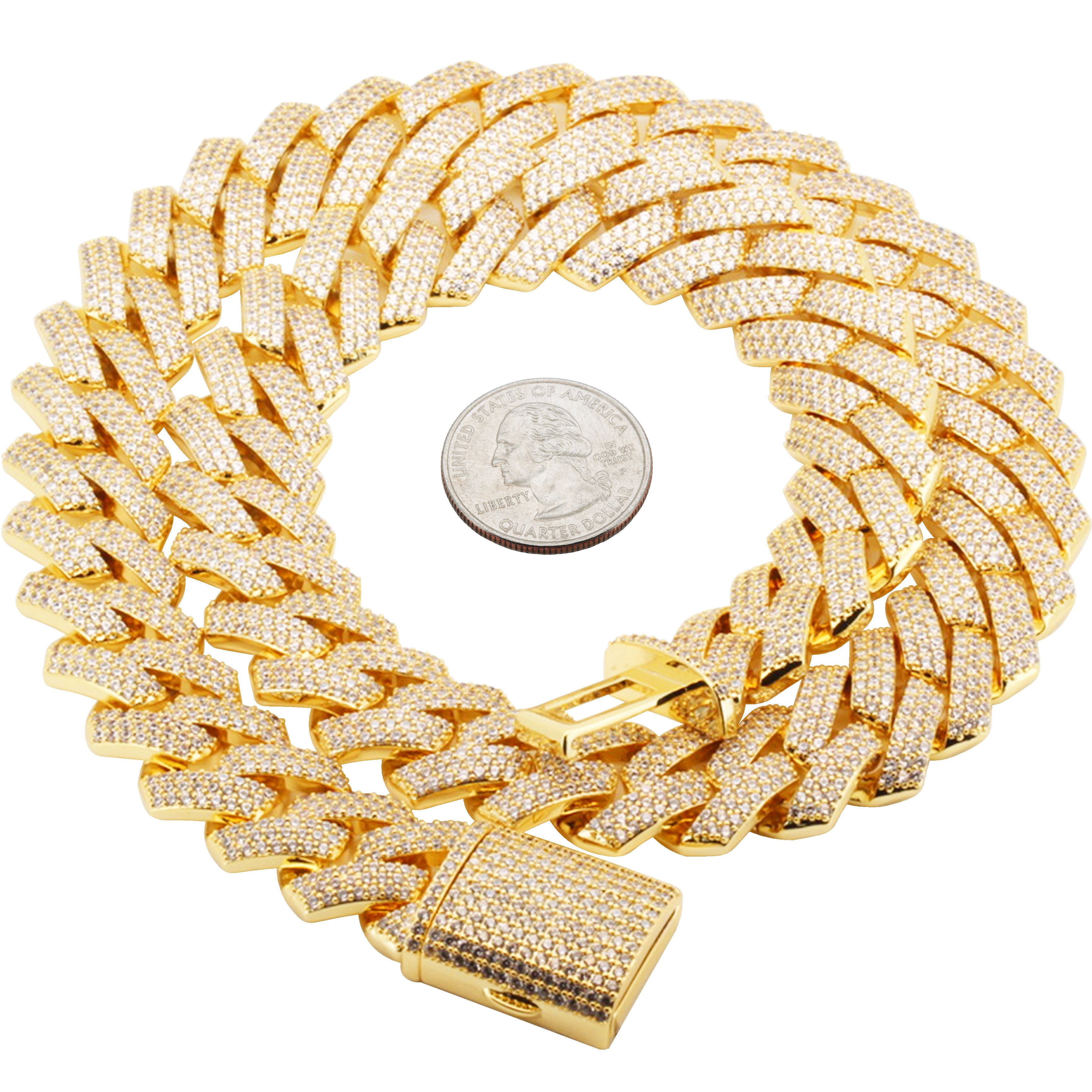 Other 14k Yellow Gold Plated AAA CZ 18mm Cuban Chain Necklace 24” Size ONE SIZE - 2 Thumbnail