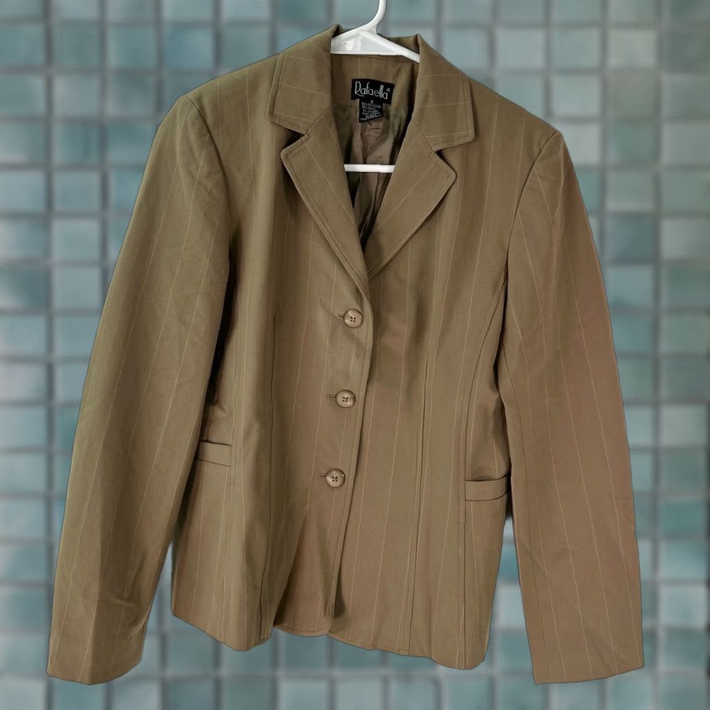 Vintage Rafaella Blazer Jacket Womens Pinstripe 2 Way Stretch Clay Brown Size 6 Size M / US 6-8 / IT 42-44 - 1 Thumbnail