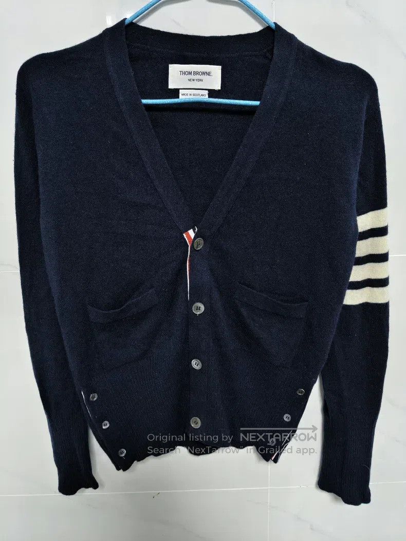 Thom Browne Thom Browne Navy Blue Cashmere Cardigan Size US XS / EU 42 / 0 - 1 Thumbnail