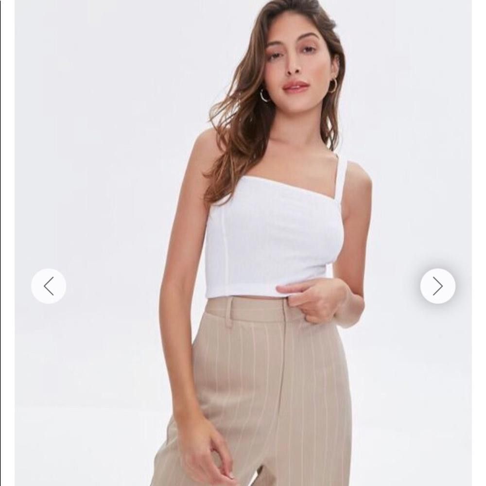 Designer Stylish White Cropped Camisole Top Size M / US 6-8 / IT 42-44 - 4 Thumbnail
