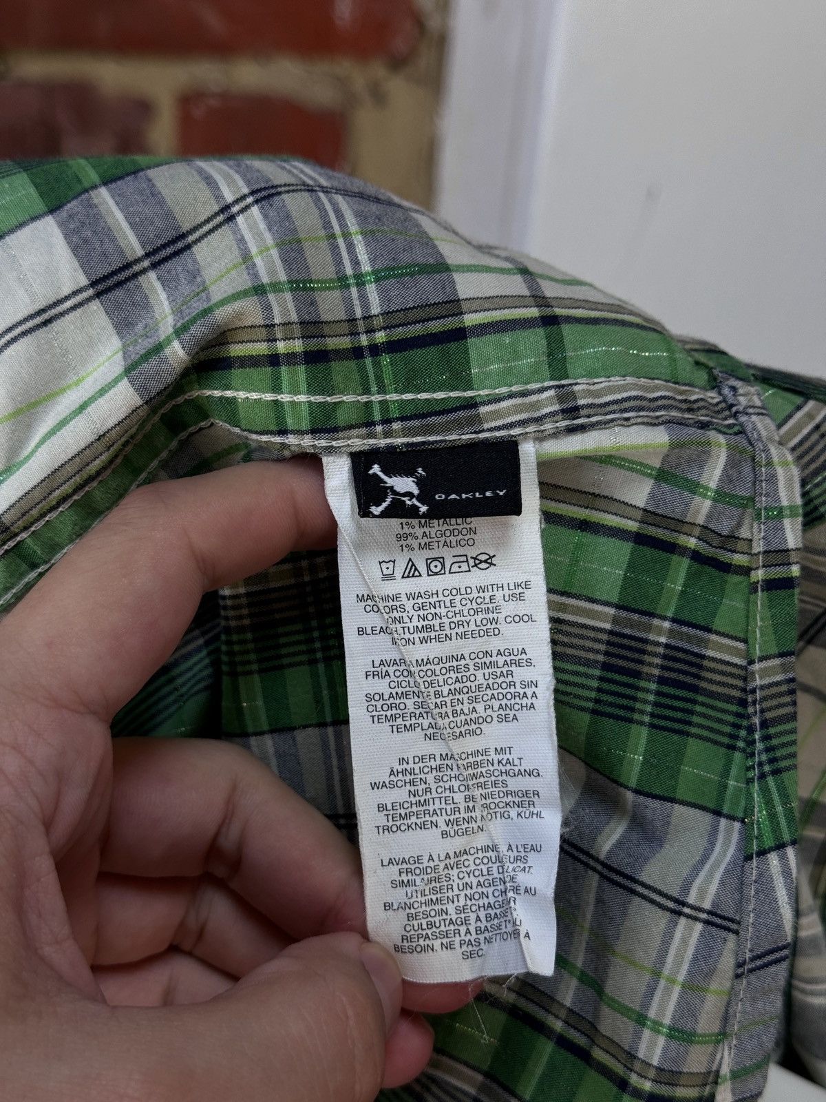 Oakley × Vintage OAKLEY Vintage Mens Short Sleeve Plaid Green Shirt Size US S / EU 44-46 / 1 - 13 Thumbnail