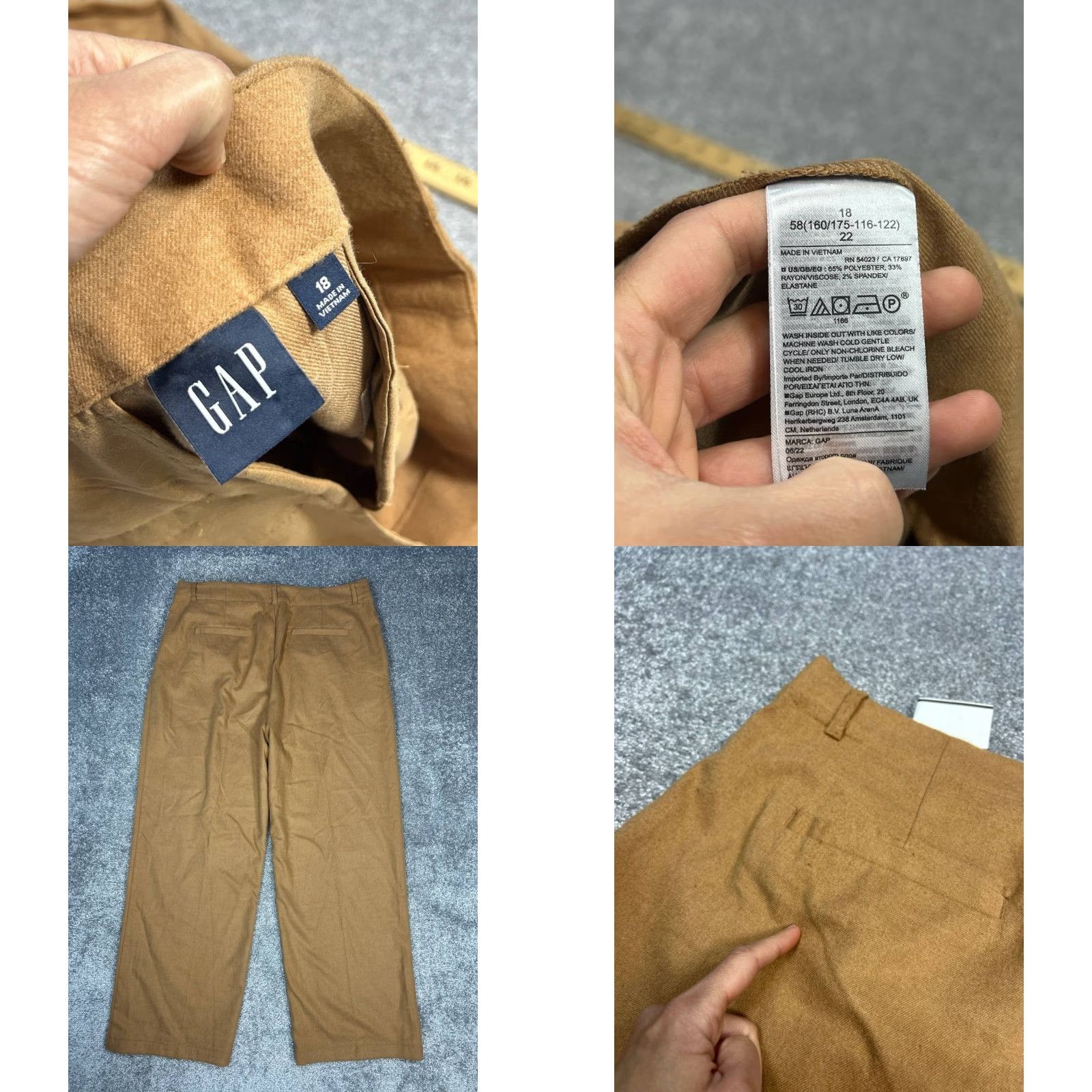 Gap Gap Dress Pants Womens 18 Brown Stretch Pleated High Rise Straight Leg Business Casual Dress Pants Womens 18 Brown Gap Size 40" / US 18 - 8 Thumbnail