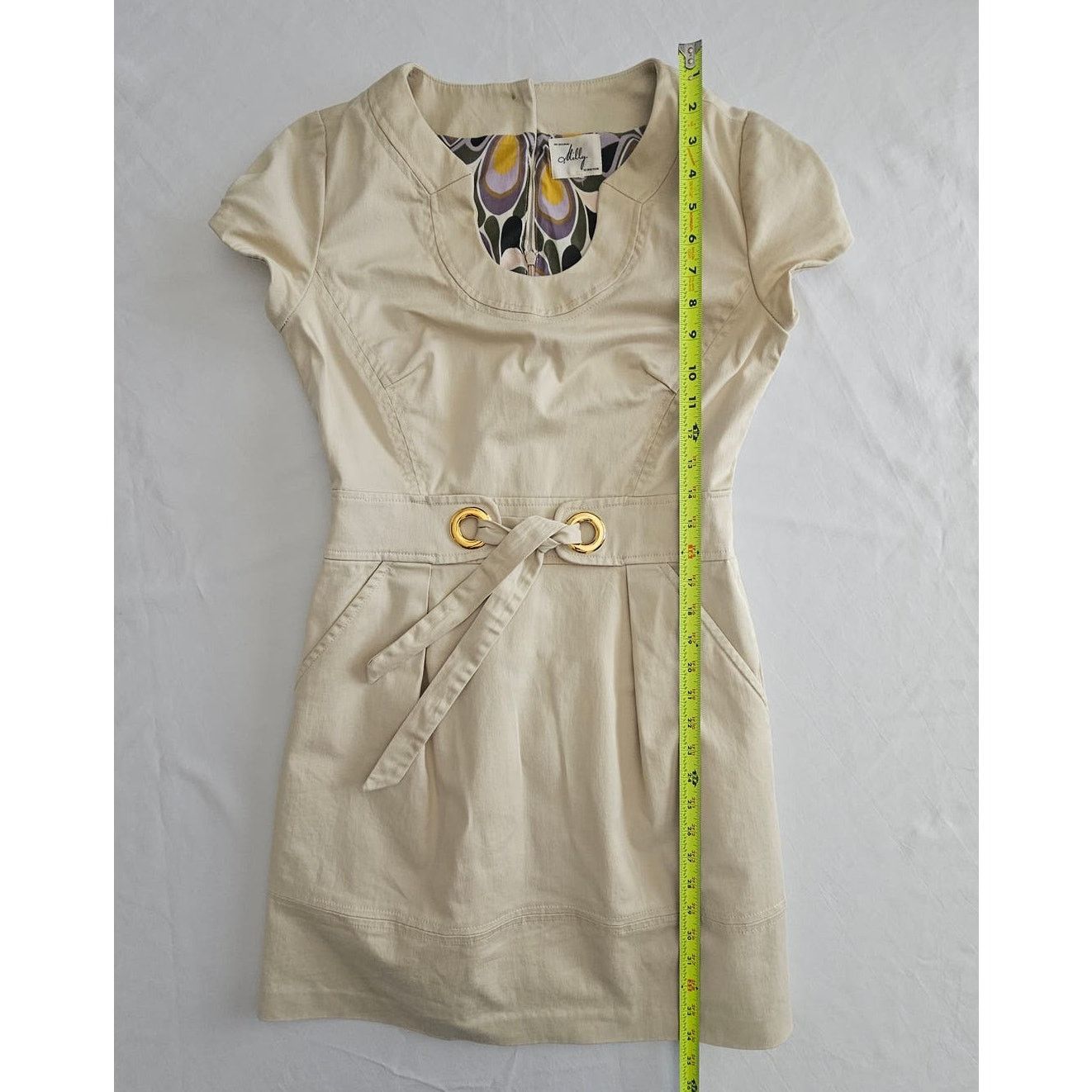 MILLY EUC *Milly of New York* Women's Khaki Casual Summer Dress S Size S / US 4 / IT 40 - 6 Thumbnail