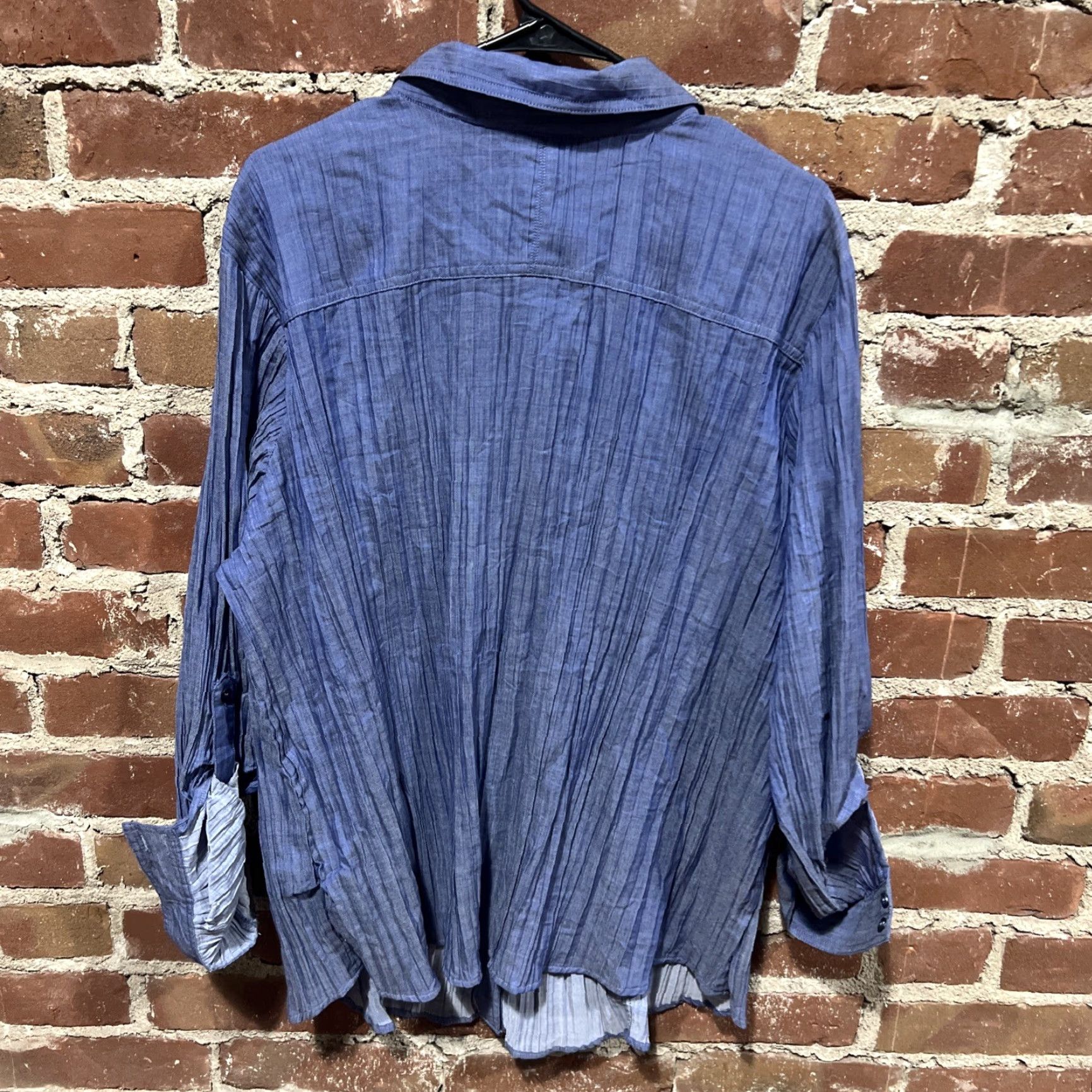 Avenue Venue Button Up Top Womens Size 22/24 Blue Long Sleeve Size 3XL / US 20-22 - 3 Thumbnail