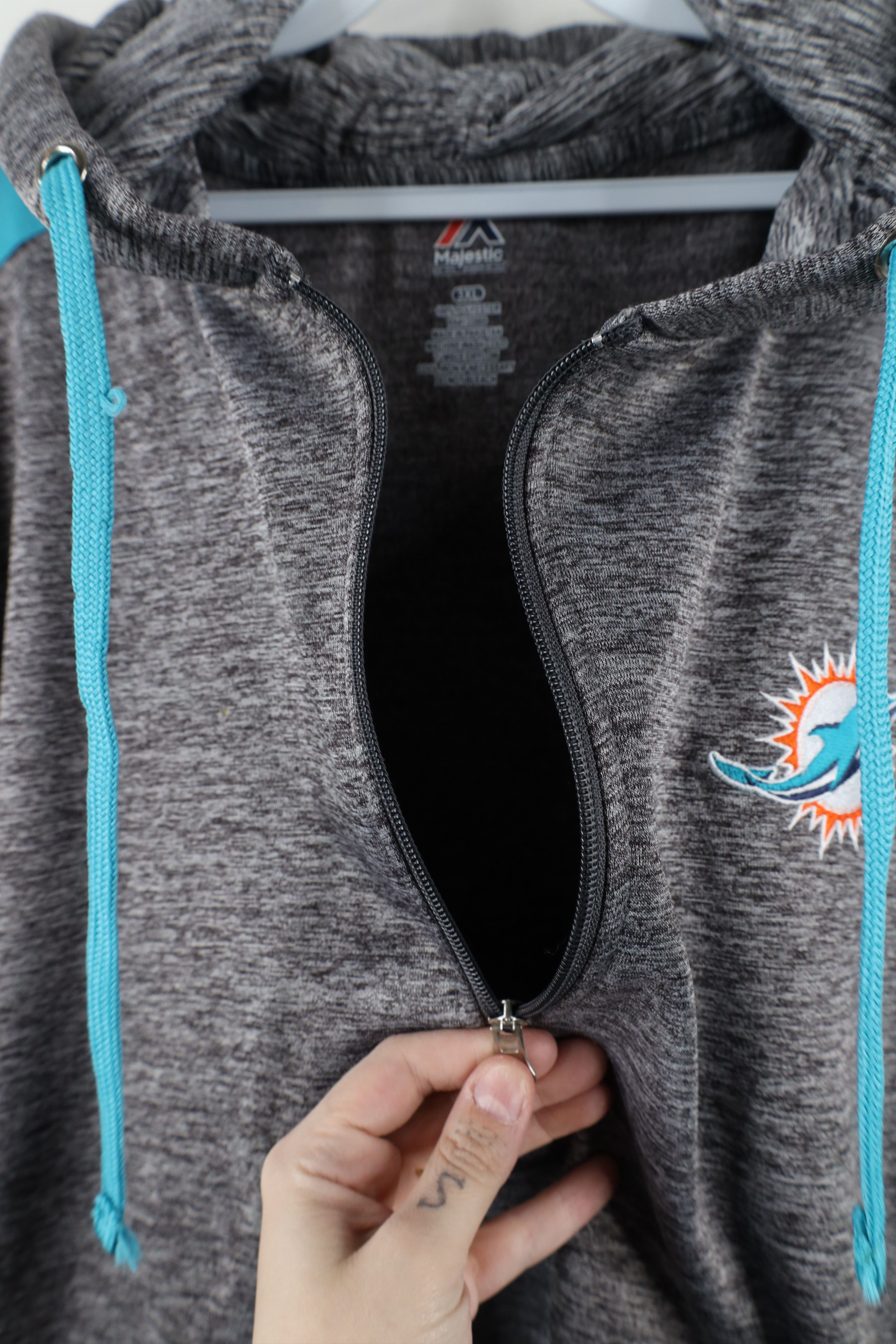 Majestic × Vintage Majestic Miami Dolphins Football Half Zip Hoodie Sweatshirt Size US XXL / EU 58 / 5 - 9 Thumbnail
