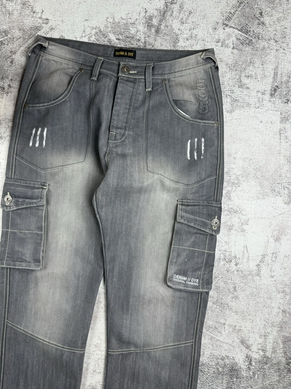Japanese Brand Denim & Dye Rap Distressed Faded Cargo Multipocket Jeans Size US 34 / EU 50 - 11 Thumbnail