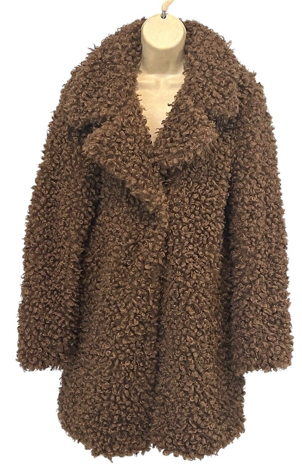 Zara Outerwear Brown Fluffy Teddy Bear Curly Faux Fur Coat