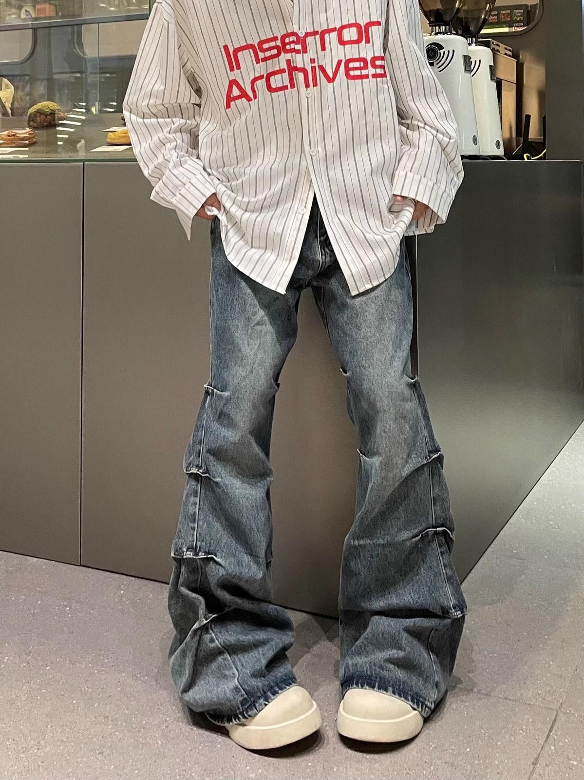 Japanese Brand Blue Wide Leg Pleated Denim Jeans Size US 32 / EU 48 - 3 Thumbnail