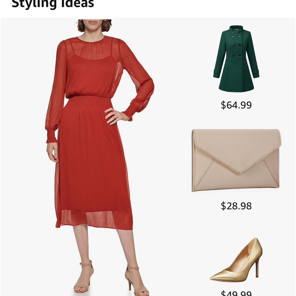 Tommy Hilfiger Tommy Hilfiger Women's Sintched Waist Midi Dress Scarlet MED Size M / US 6-8 / IT 42-44 - 3 Thumbnail