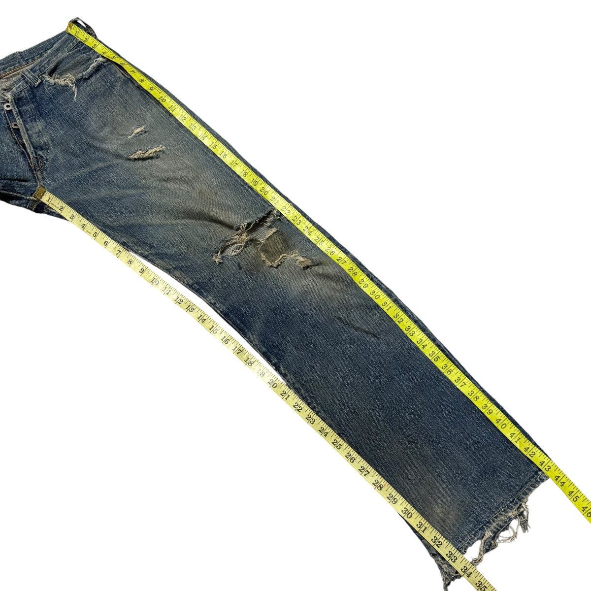 The Real McCoy's Vintage Real McCoys Ultimate Seeker Distessed Denim Jeans Size US 30 / EU 46 - 21 Thumbnail