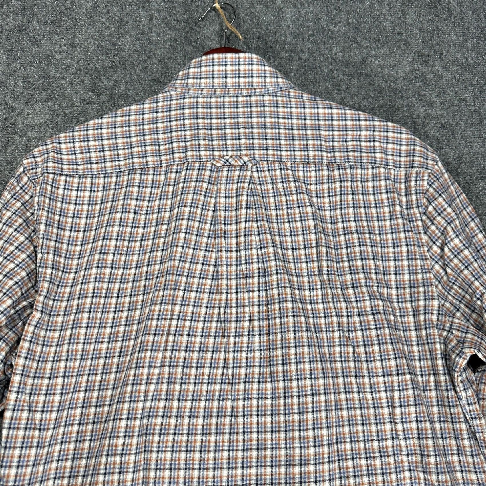 Jos. A. Bank Jos A Bank Shirt Mens Large Blue Tan Plaid Cotton Flannel Tailored Fit Pocket Buttons Size US L / EU 52-54 / 3 - 8 Thumbnail