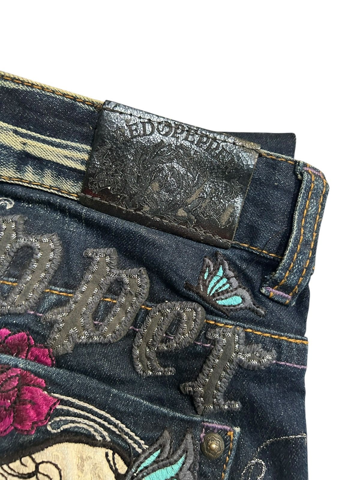 If Six Was Nine × KMRii × Le Grande Bleu (L.G.B.) Skull Red Pepper Japanese Punk Denim Jeans Size US 29 - 3 Thumbnail