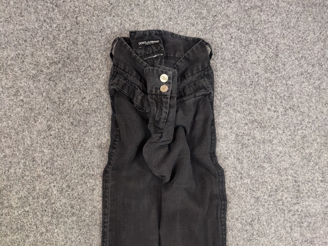 Dolce & Gabbana Vintage Dolce & Gabbana Linen Black Faded Trouser Pants Size 29" - 4 Thumbnail