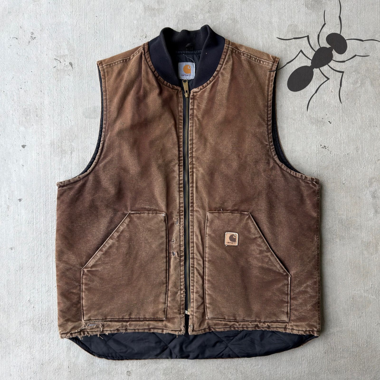 Carhartt × Vintage Carhartt faded DKB brown quilted work wear vest Size US L / EU 52-54 / 3 - 1 Thumbnail