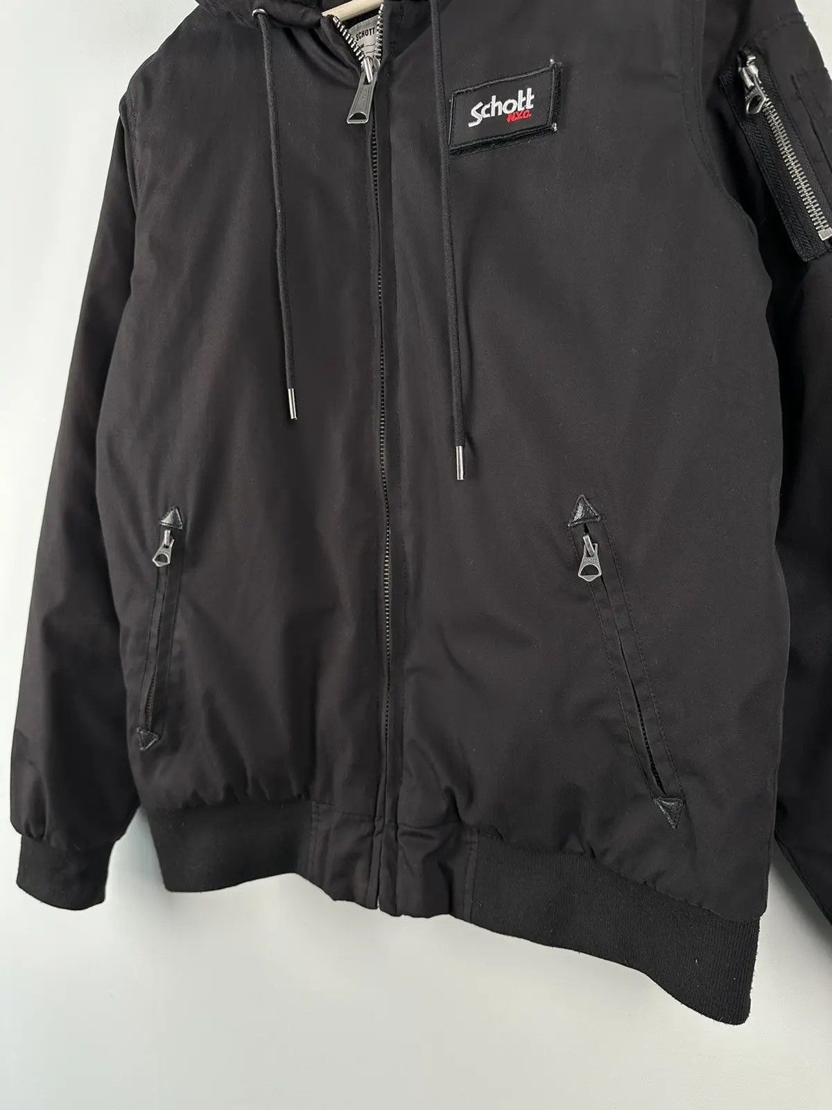 Schott Vintage Y2k Schott Nyc Bomber Hooded Jacket Zip Size US L / EU 52-54 / 3 - 7 Thumbnail