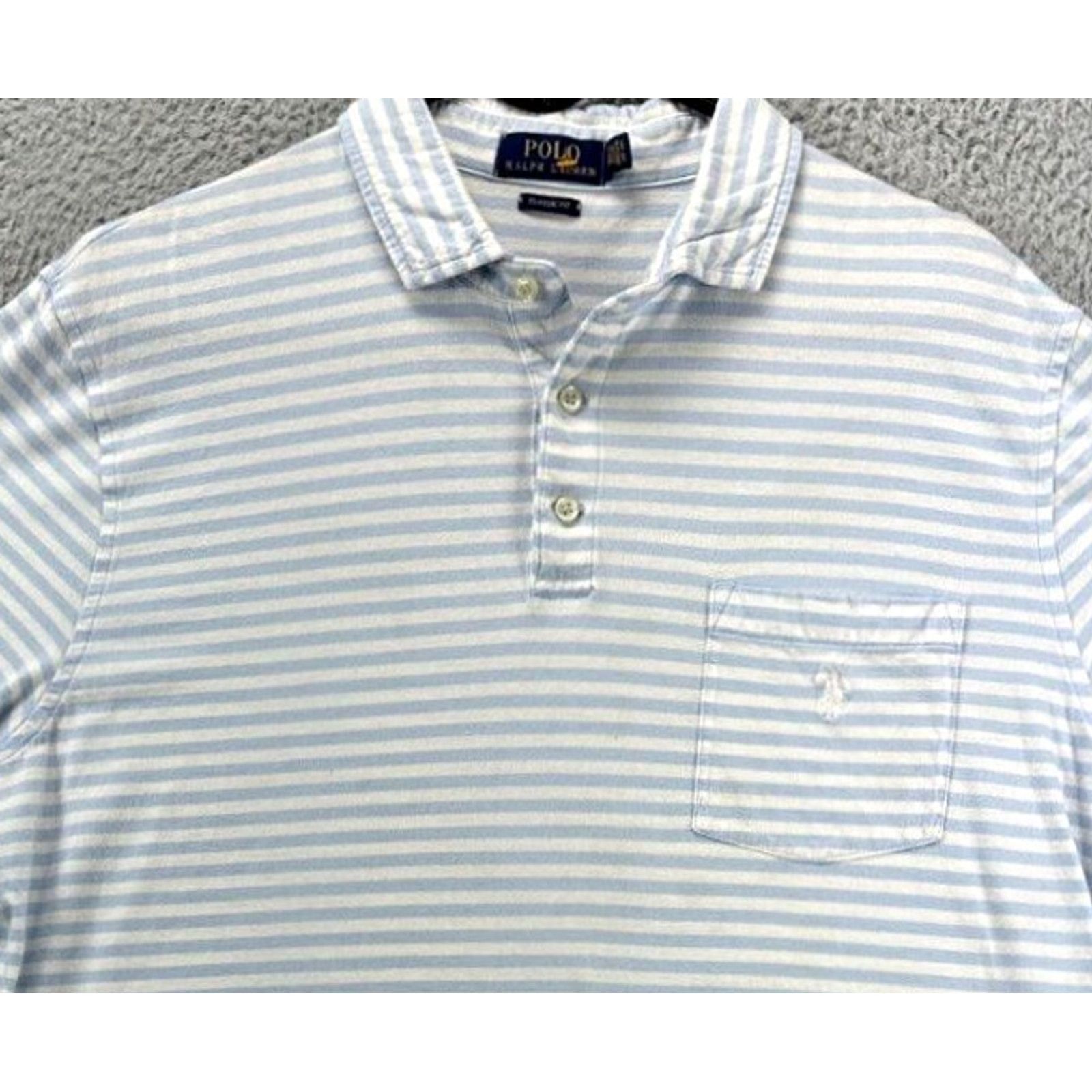 Polo Ralph Lauren Polo Ralph Lauren Shirt Mens Large Blue Candy Stripe Polo Classic Fit Pony Rugby Size US L / EU 52-54 / 3 - 2 Thumbnail