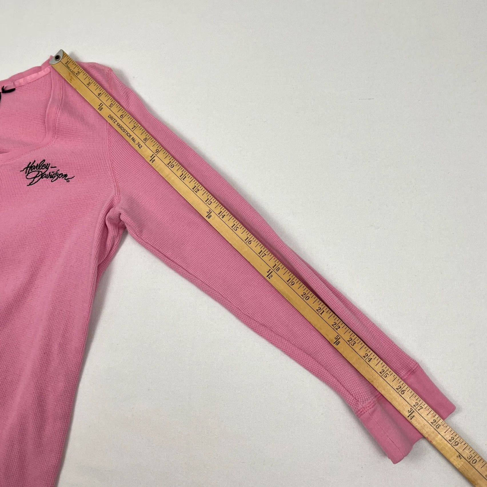 Harley Davidson Harley-Davidson Shirt Womens L Pink Embroidered Thermal Waffle Henley Y2K Size L / US 10 / IT 46 - 6 Thumbnail