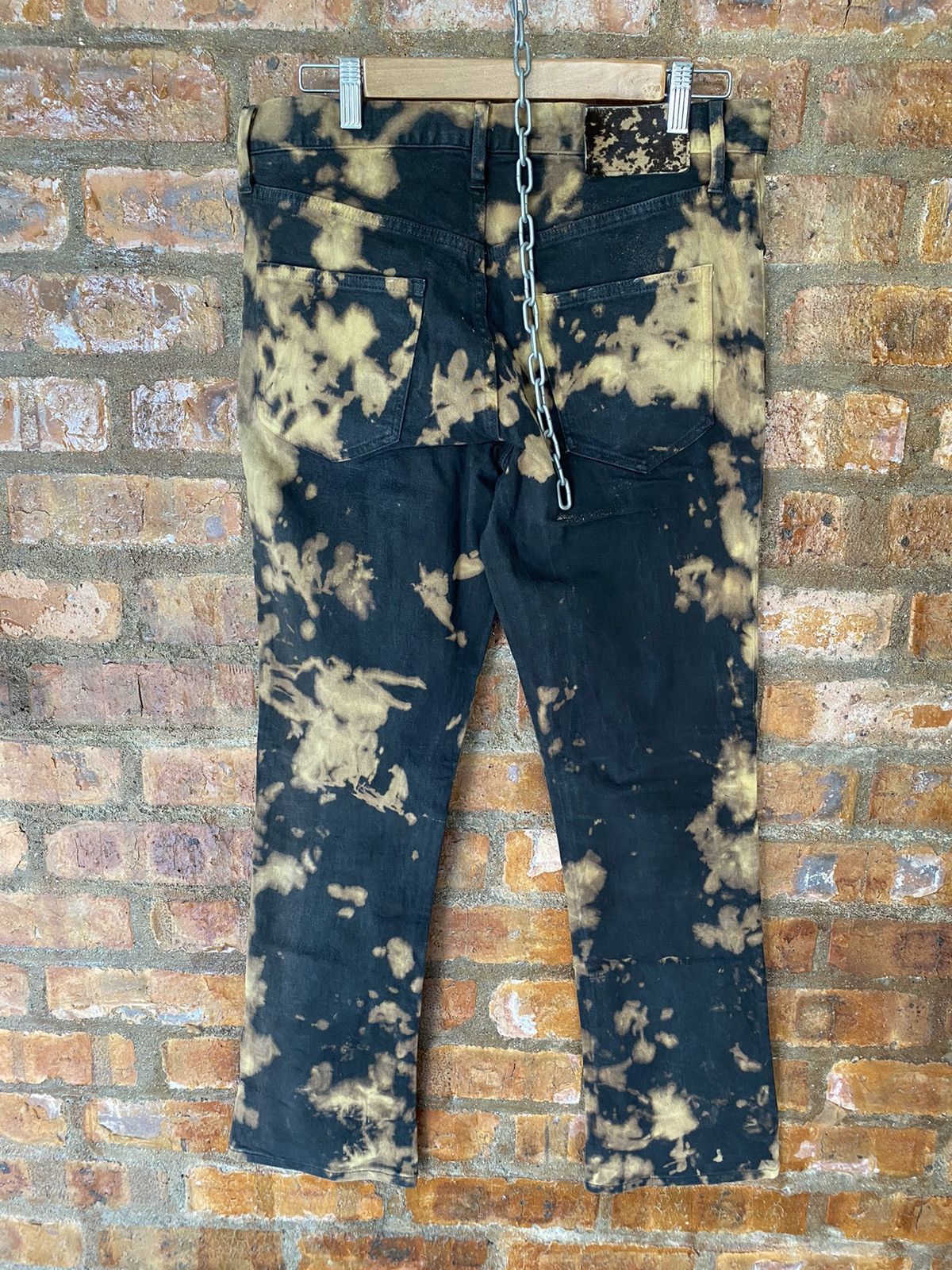 Japanese Brand × KMRii × Shellac SHELLAC Japan Bleach Wash black flare pants Size US 33 - 10 Thumbnail