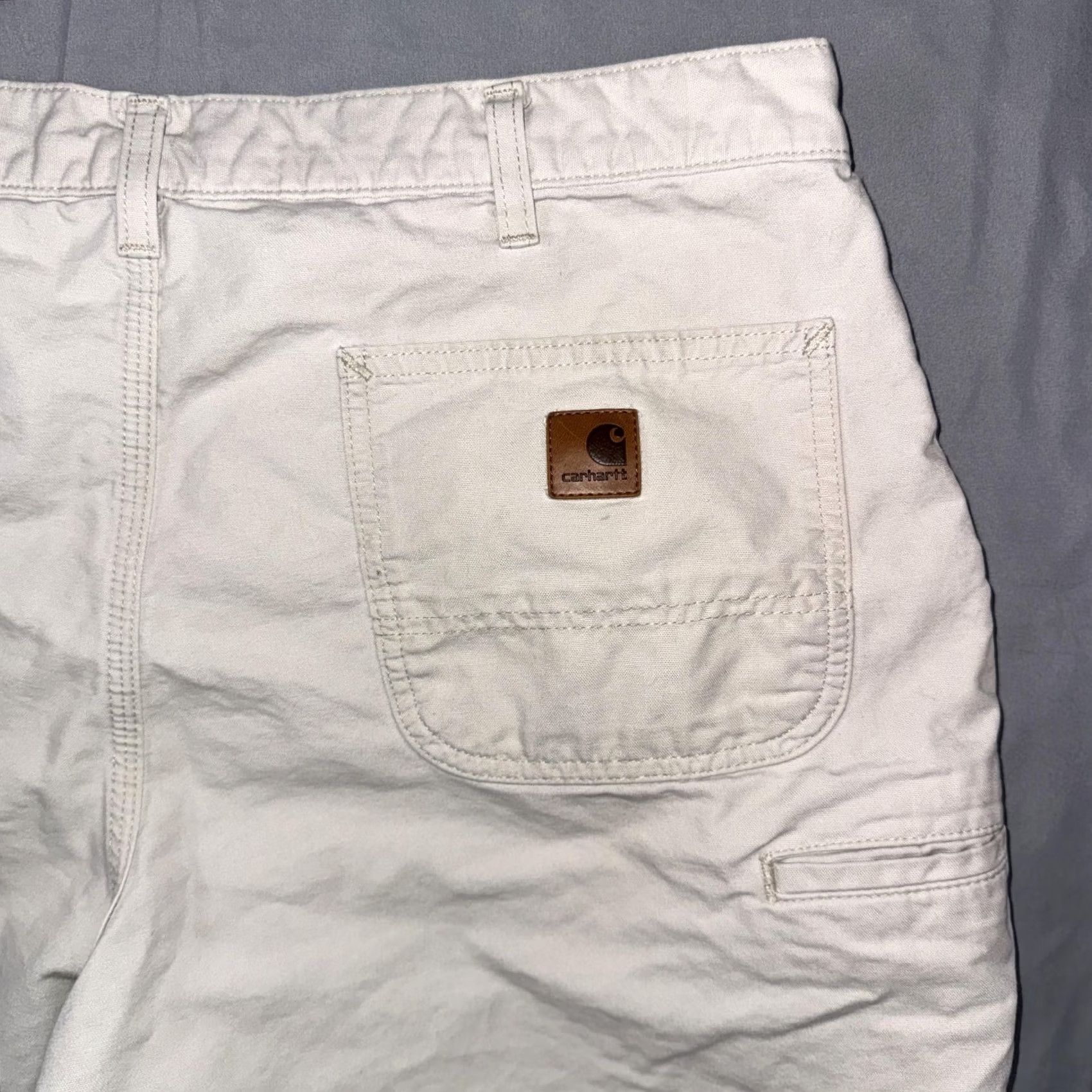 Carhartt Carhartt Shorts Mens 42 White Canvas Relaxed Fit Cargo Workwear Utility Pockets Size US 42 / EU 58 - 6 Thumbnail