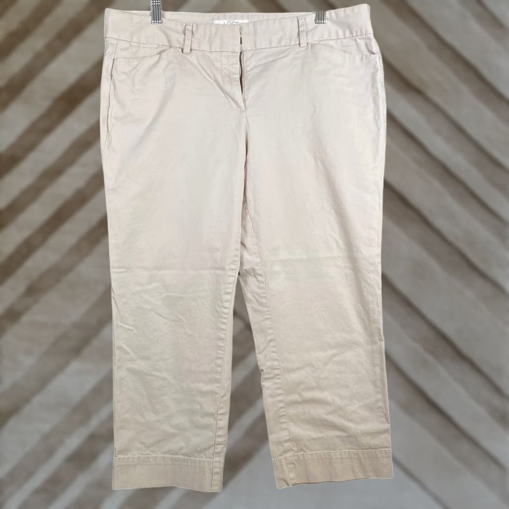 Ann Taylor Ann Taylor LOFT Womens Pants Tan Marisa Capri Cropped Workwear Stretch 12 Size 25" / US 0 / IT 36 - 1 Thumbnail