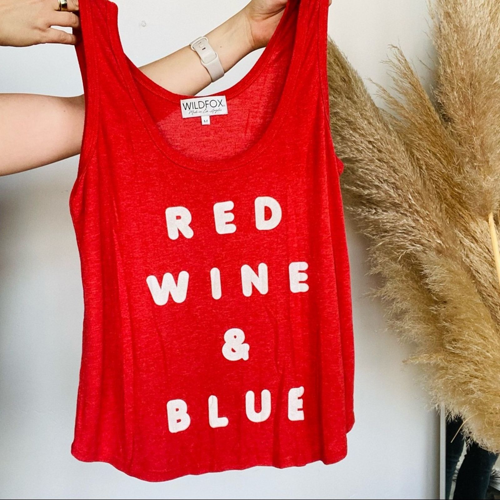Wildfox WILDFOX REVOLVE Red Wine Blue Print Graphic Tank Top Shirt Size M / US 6-8 / IT 42-44 - 3 Thumbnail