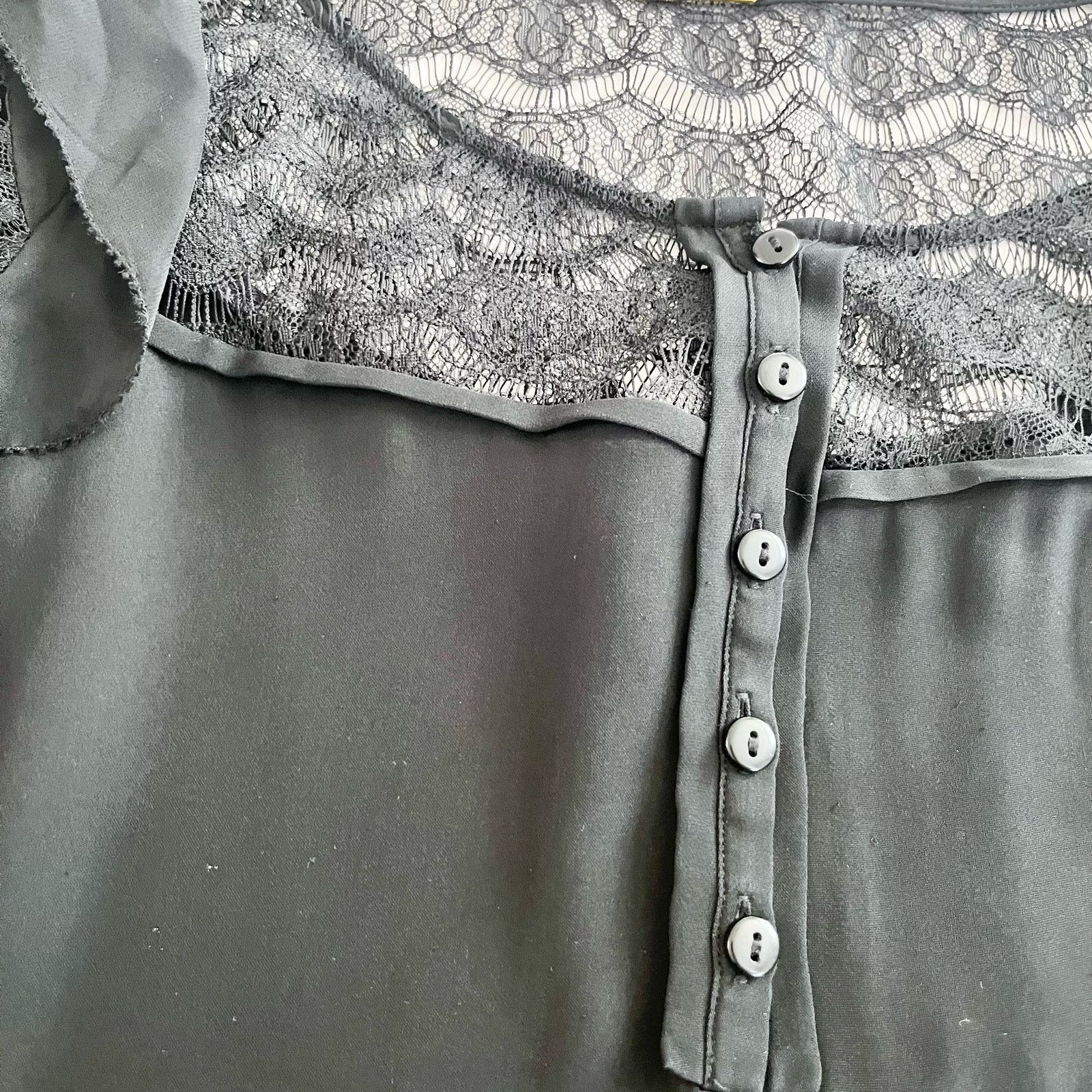 Rebecca Minkoff Rebecca Minkoff Black Silk Lace 3/4 Sleeve Henley Blouse Size S / US 4 / IT 40 - 3 Thumbnail