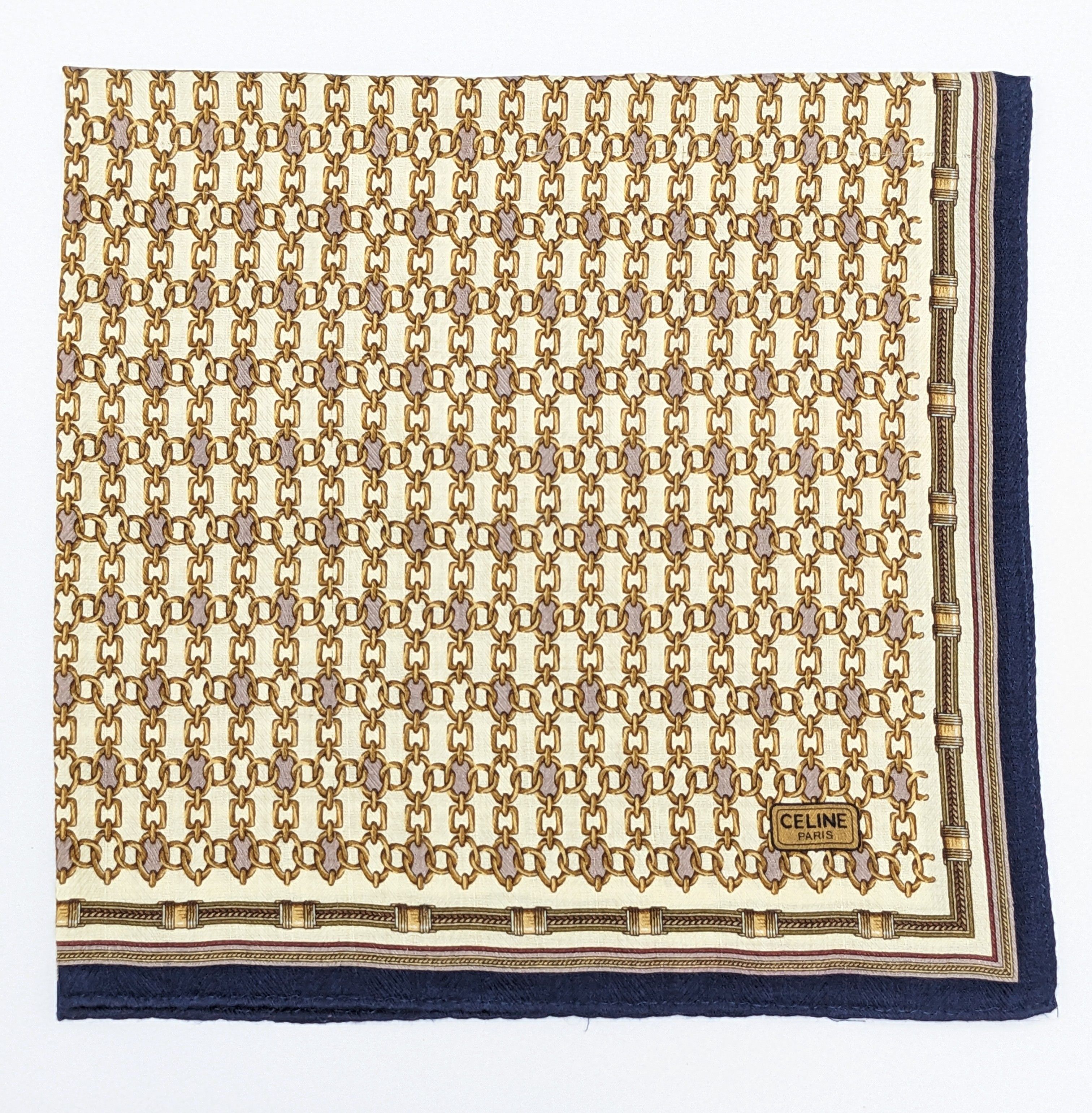 Celine VINTAGE CELINE PARIS GOLD CHAIN MACADAM SILK HANDKERCHIEF Size ONE SIZE - 1 Thumbnail