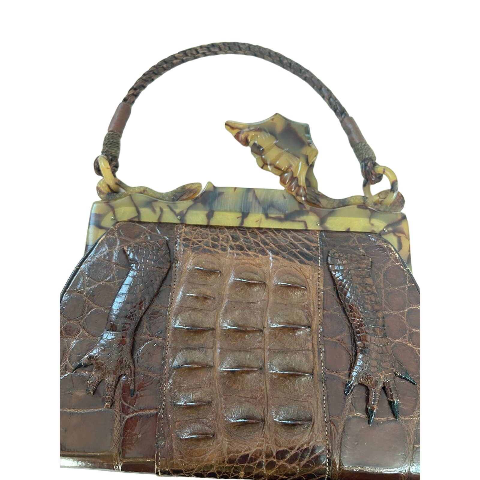 Vintage Vintage butterscotch bakelite frame Alligator hornback purse Size ONE SIZE - 5 Thumbnail