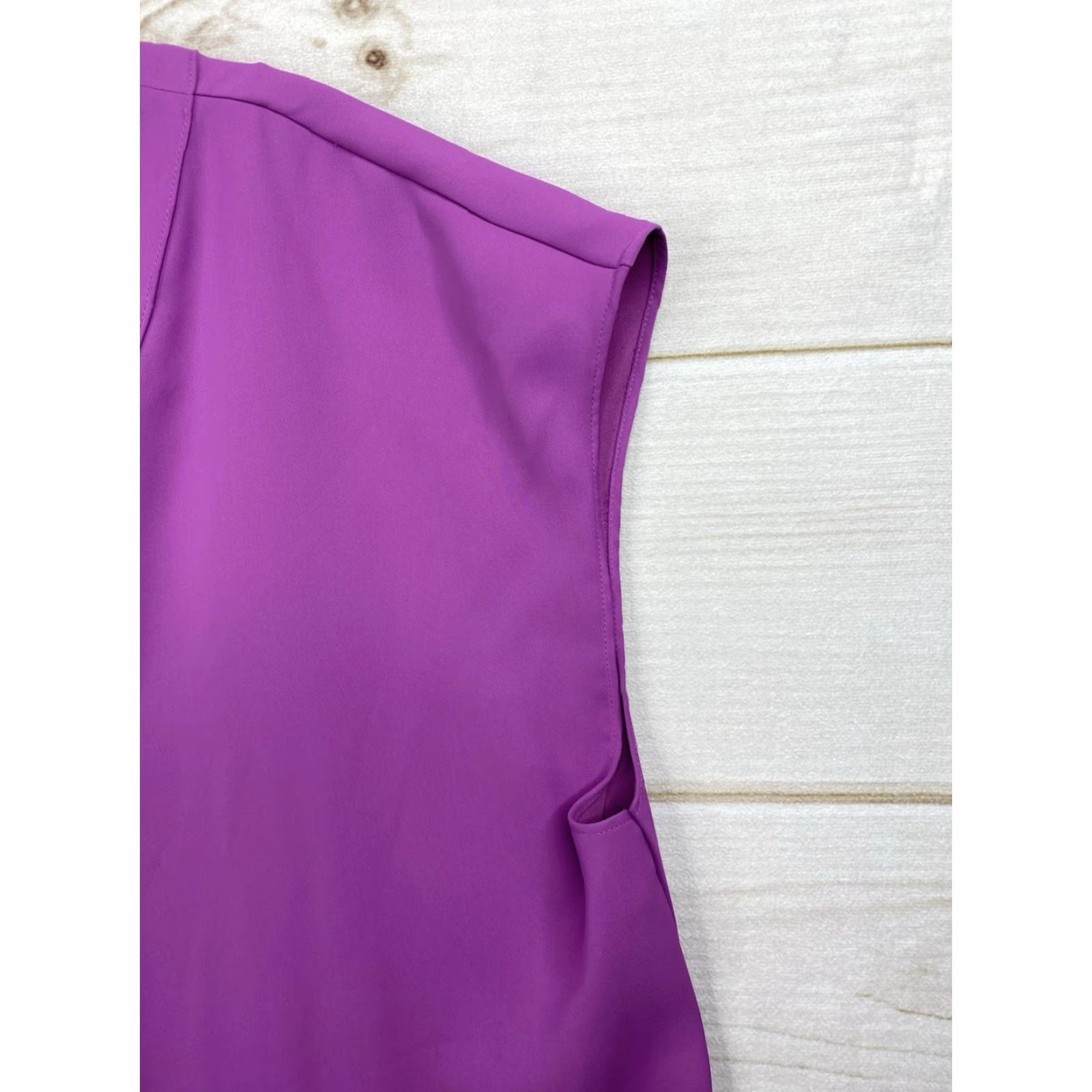 Worthington Worthington Tunic Mini Dress Womens XL Purple V Neck Sleeveless Pleated Casual Dress Size XL / US 12-14 / IT 48-50 - 2 Thumbnail