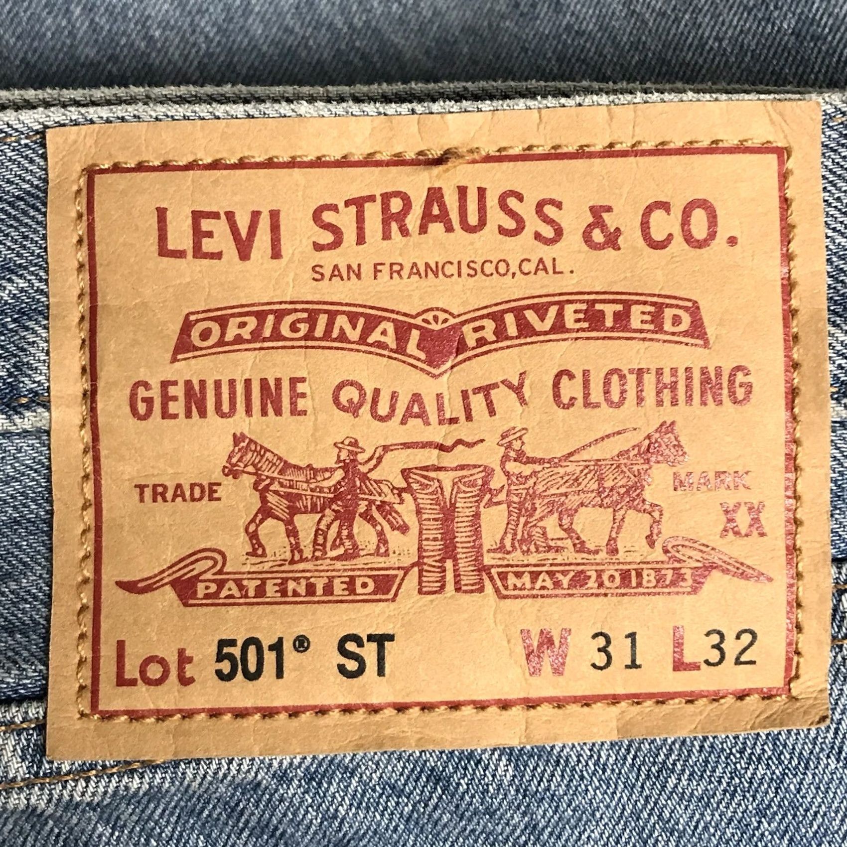 Levi's Levi's Men Blue Light Stone 501 Taper Sports USA Stripe Denim Jeans Pants 31x32 Jeans Regular Mens 90s Logo USA Stripe Stone Wash 501 St Size US 31 - 3 Thumbnail