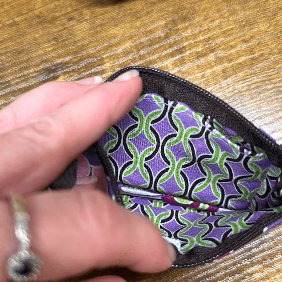Vera Bradley Vera Bradley Wallet Purple Punch Compact Taxi Wallet Coin Purse Matching Coin Purse Women Small Multicolor Purple Exterior Cloth Style Wallet Keychain Size ONE SIZE - 7 Thumbnail
