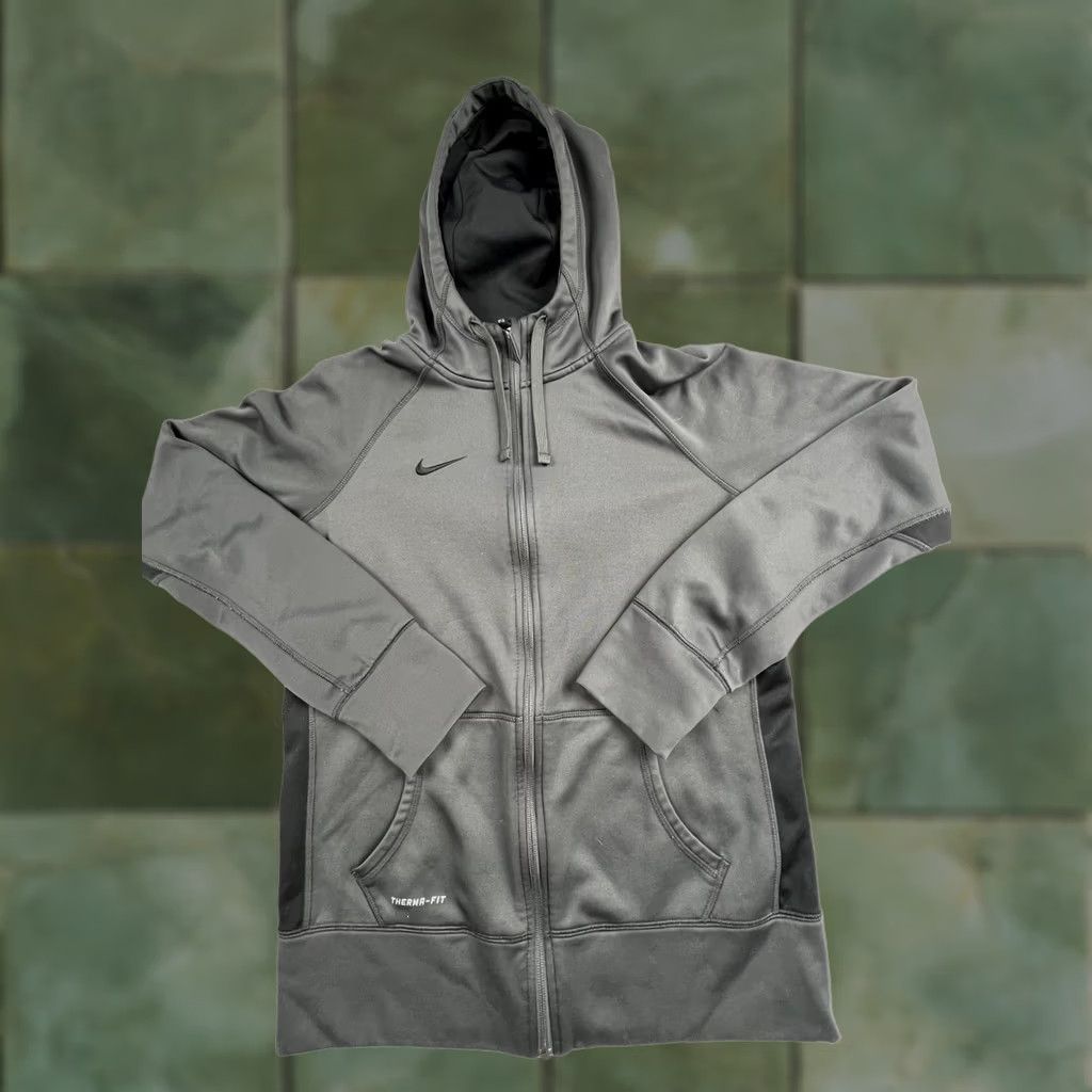 Nike Nike Hoodie Mens Medium Gray Therma-Fit Full Zip Fleece Logo Jacket Size US M / EU 48-50 / 2 - 1 Thumbnail