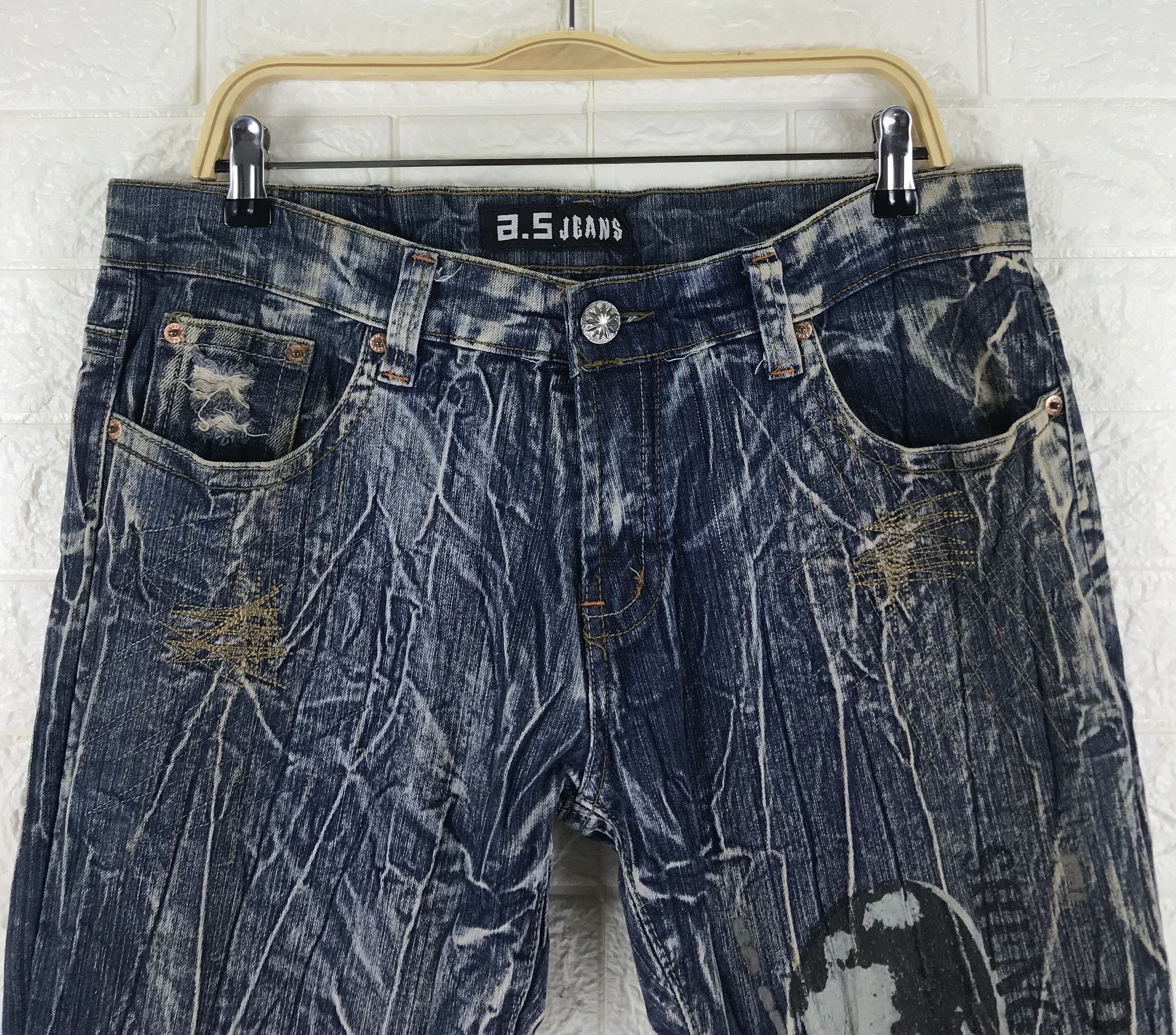 If Six Was Nine Vintage Japanese Bleach Art Printed Flare Jeans Size US 36 / EU 52 - 2 Thumbnail