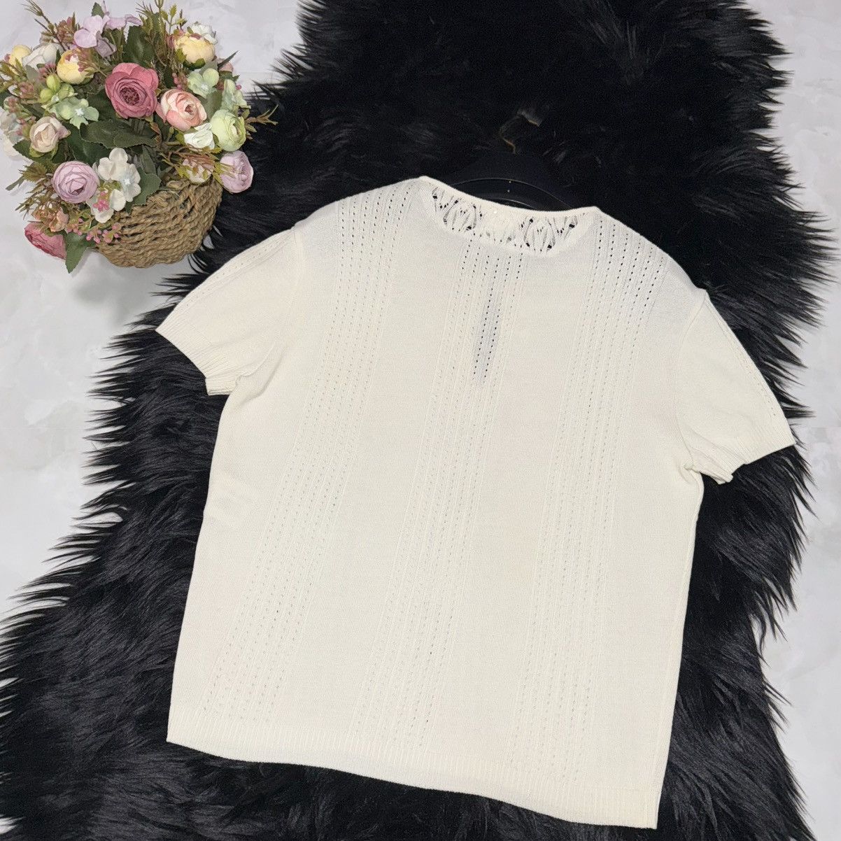Chanel Chanel COCO button short sleeve knit sweater 42 off-white Size M / US 6-8 / IT 42-44 - 6 Thumbnail