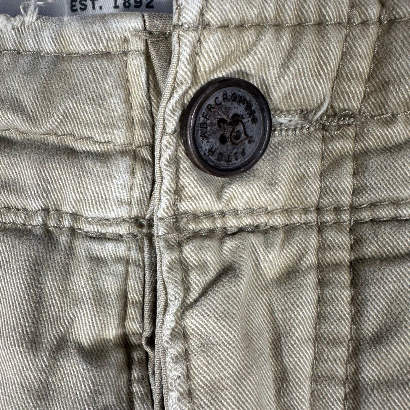 Abercrombie & Fitch Abercrombie & Fitch Mens Khaki Chino Shorts Tan 31 Cotton Twill Casual Beige Logo Pocket Slim 8in Inseam Size US 31 - 2 Thumbnail