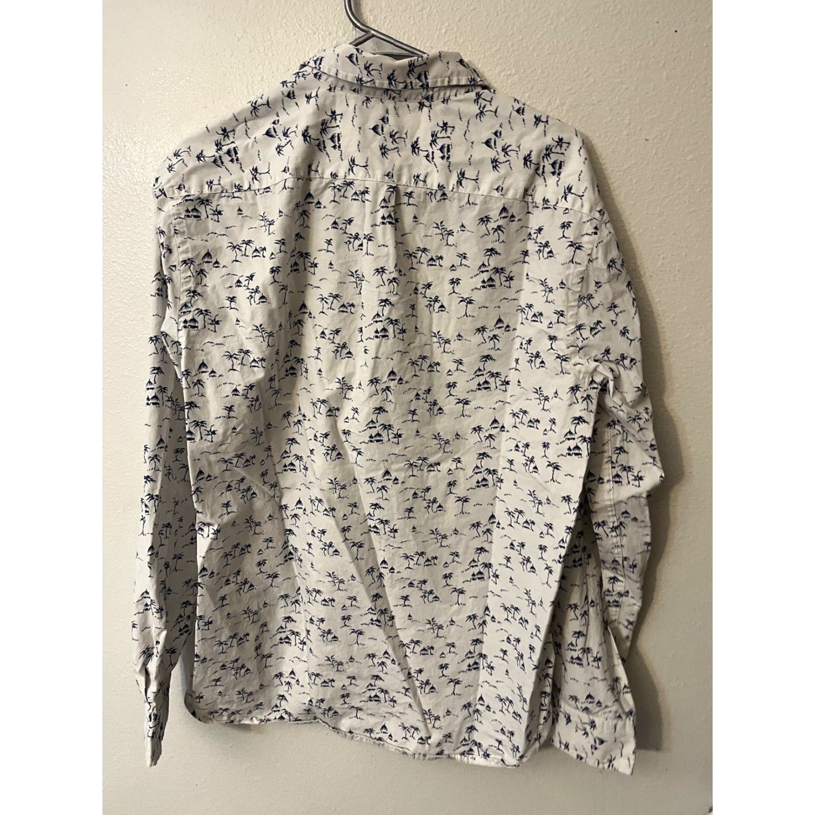 Gap Gap Mens Shirt Large White Classic Fit Button-Down Palm Tree Print Long Sleeve Beach Tropical Pockets Size US L / EU 52-54 / 3 - 2 Thumbnail