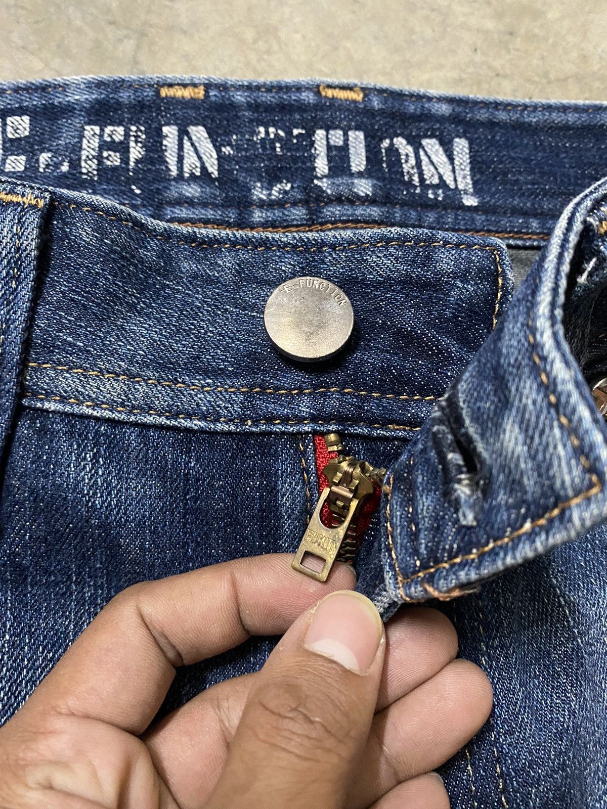 Edwin × Hysteric Glamour × Tornado Mart Baggy Jeans Japanese Edwin Crossbones Distressed Jeans Size US 34 / EU 50 - 13 Thumbnail