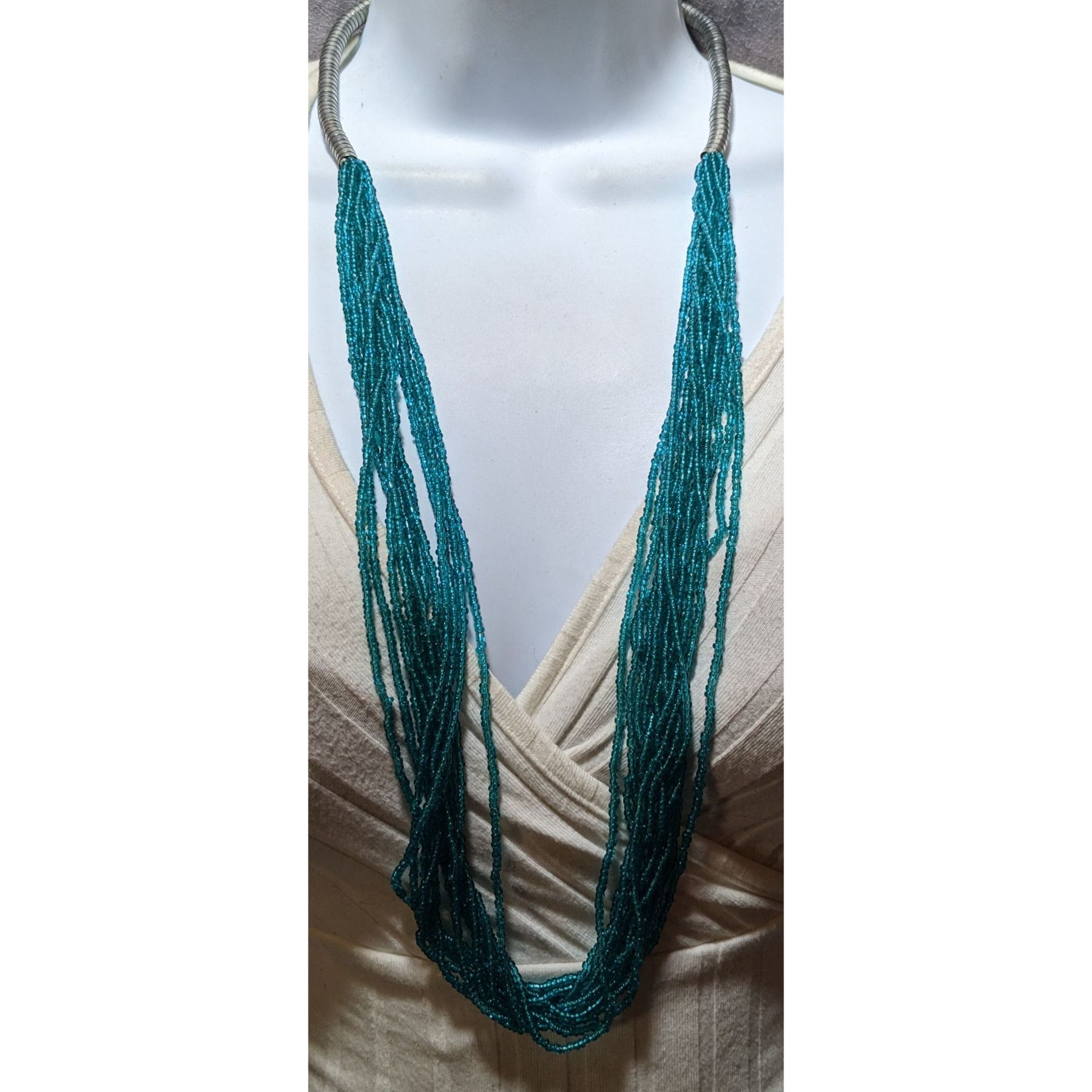 Other Vintage 70s Blue And Silver Beaded Necklace Size ONE SIZE - 5 Thumbnail