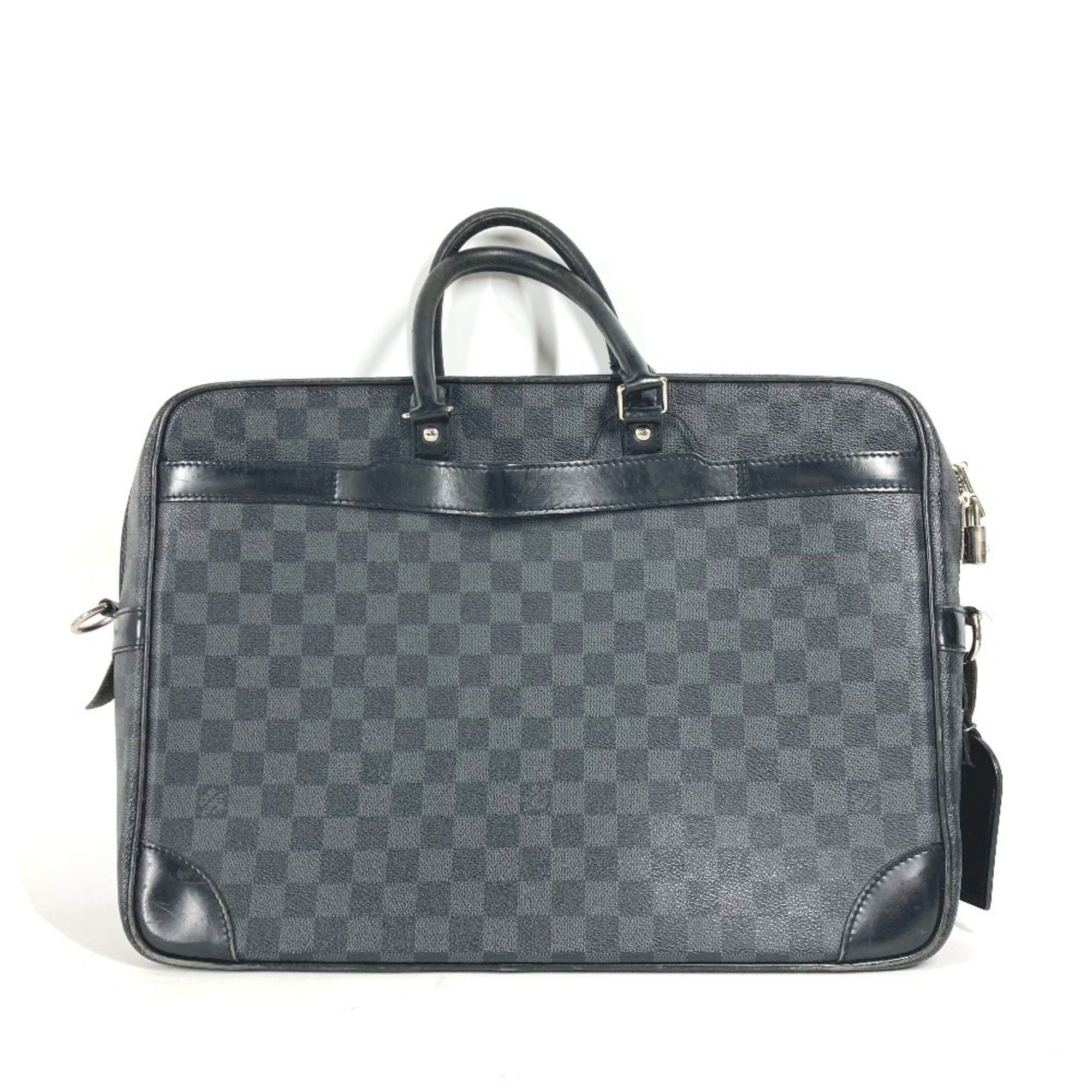 Louis Vuitton N41123 Damier Graphite Porte Document Voyage Gm Pdv Handbag Tote Bag Business Canvas Men's Black