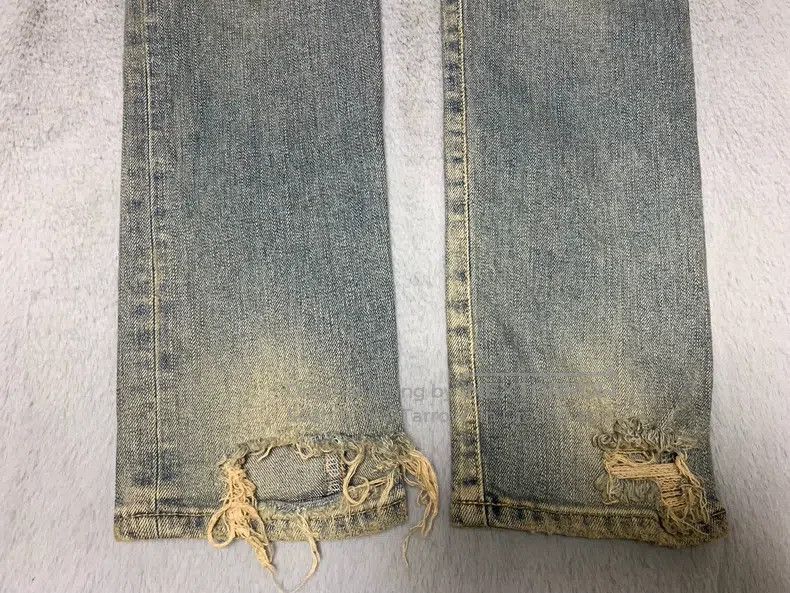Saint Laurent Paris Saint Laurent Paris Blue Faded Yellow Mud Double Knee Dest Size US 33 - 7 Thumbnail