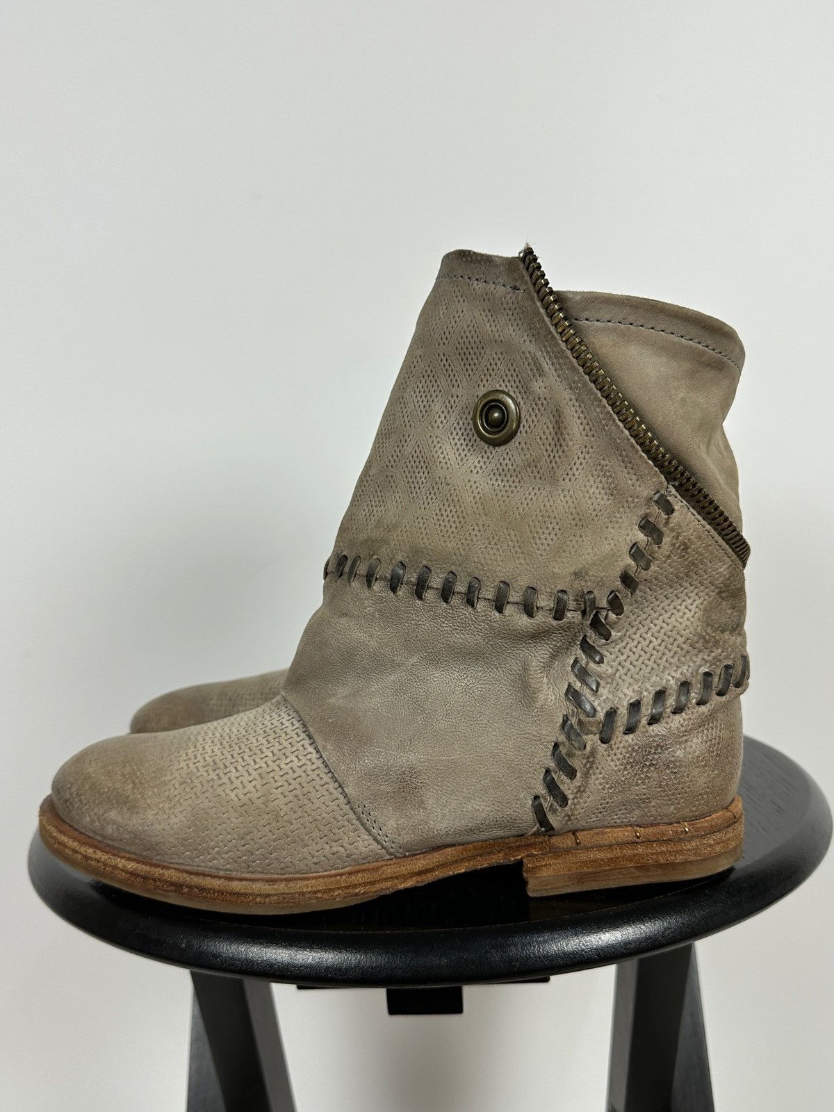 Airstep Leather Biker Zip Ankle Boots