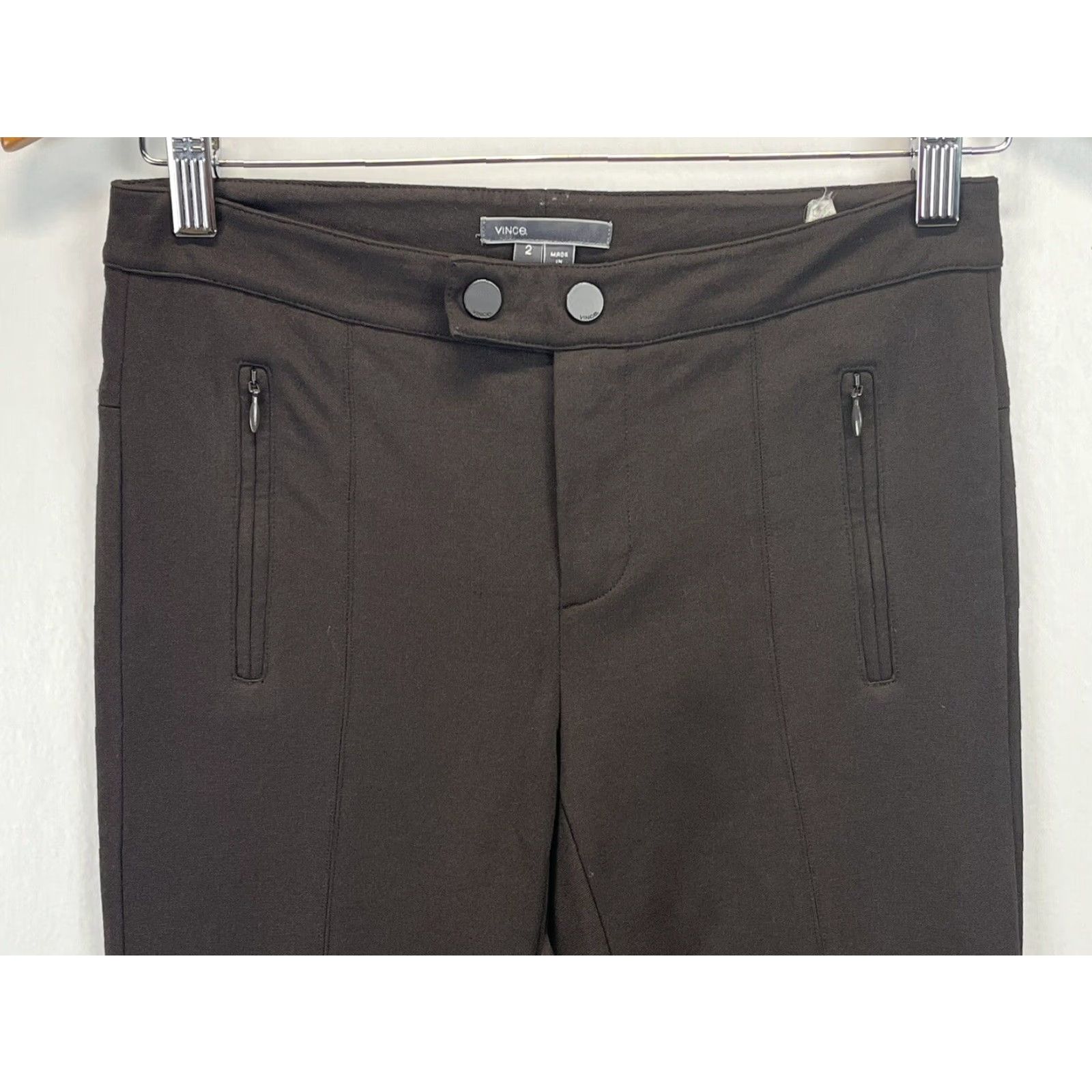 Vince Womens Skinny Pants Vince Stretch Ponte Dark Brown Size 2 XL Size 26" / US 2 / IT 38 - 3 Thumbnail