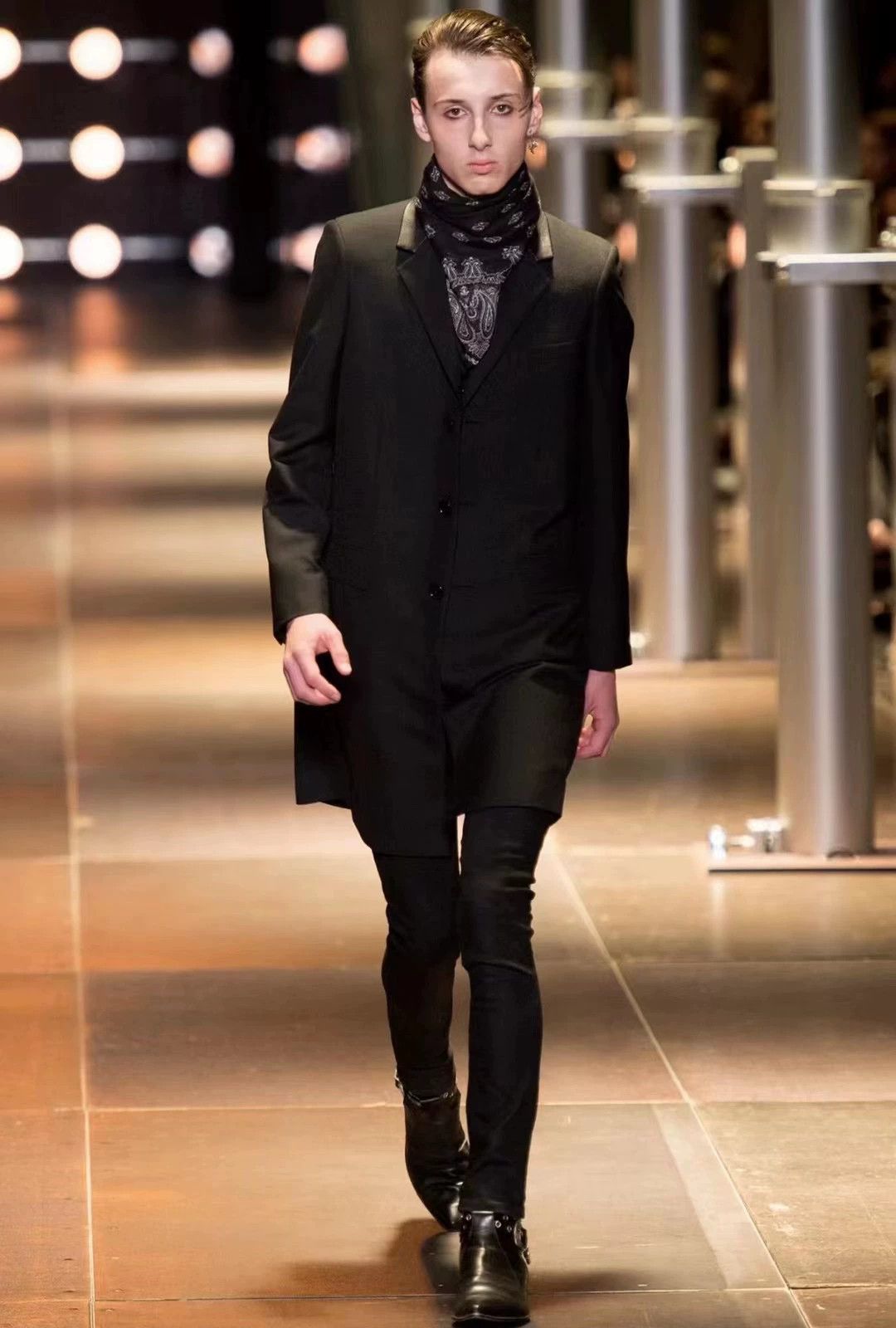 Saint Laurent Paris YSL SLP 13AW Hedi Leather Collar Wool Coat 46 Rare 3B 99New Size US S / EU 44-46 / 1 - 4 Thumbnail