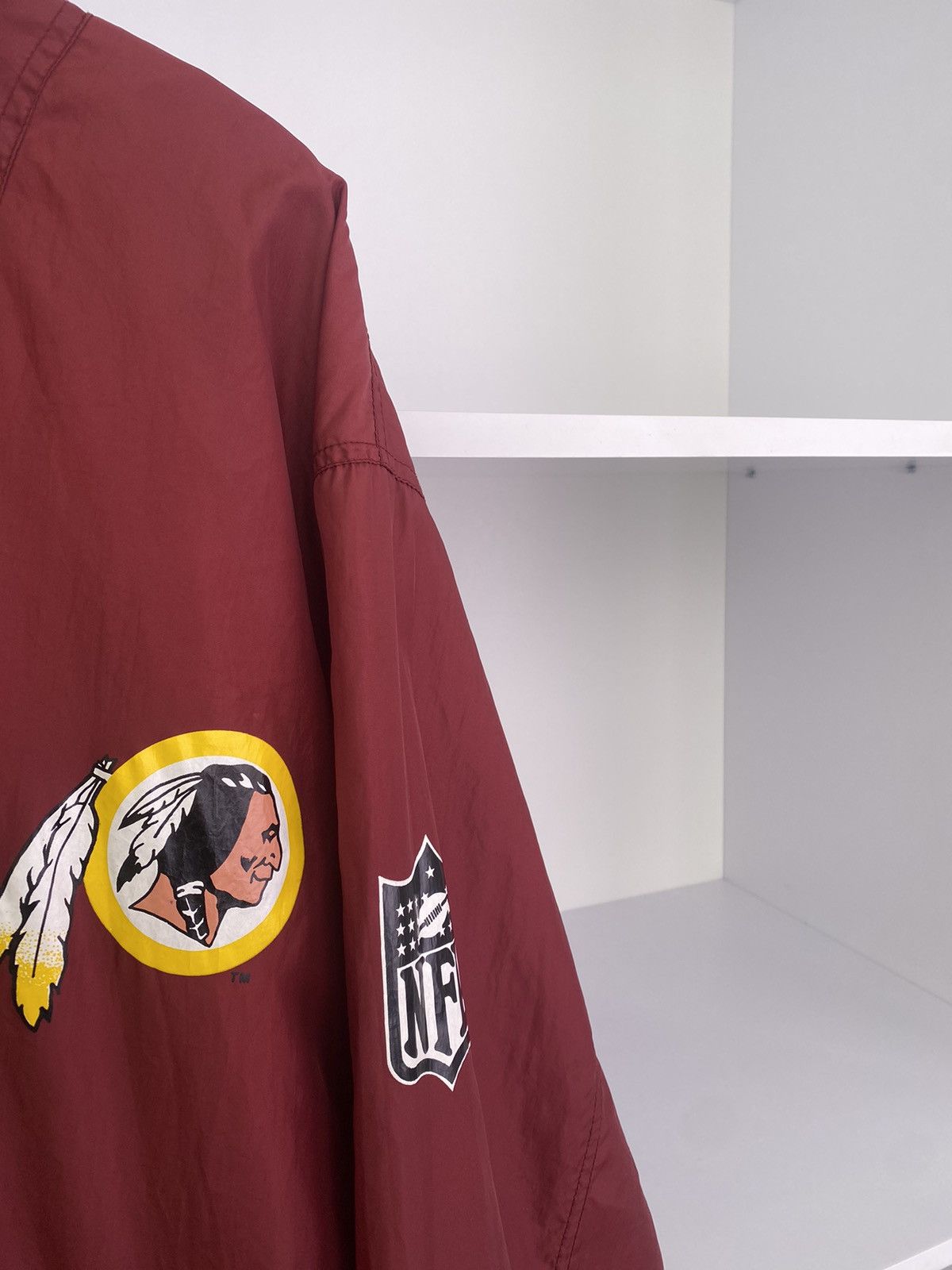 NFL × Vintage Vintage 90s Washington Redskins Red Nylon Anorak Track Jack Size US XL / EU 56 / 4 - 6 Thumbnail